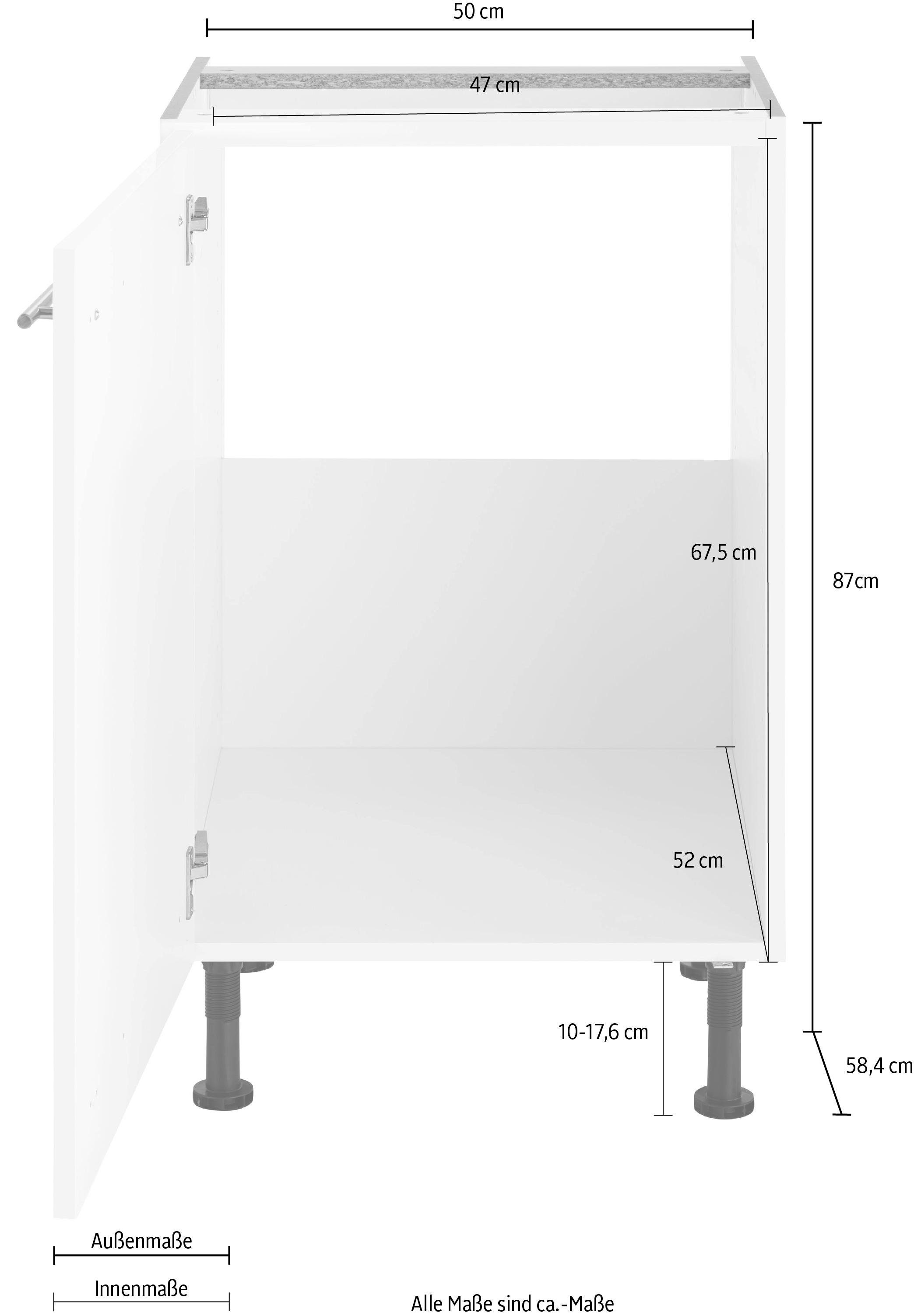 OPTIFIT Gootsteenkast Bern 50 cm breed, met 1 deur, met in hoogte verstelbare poten, met metalen greep