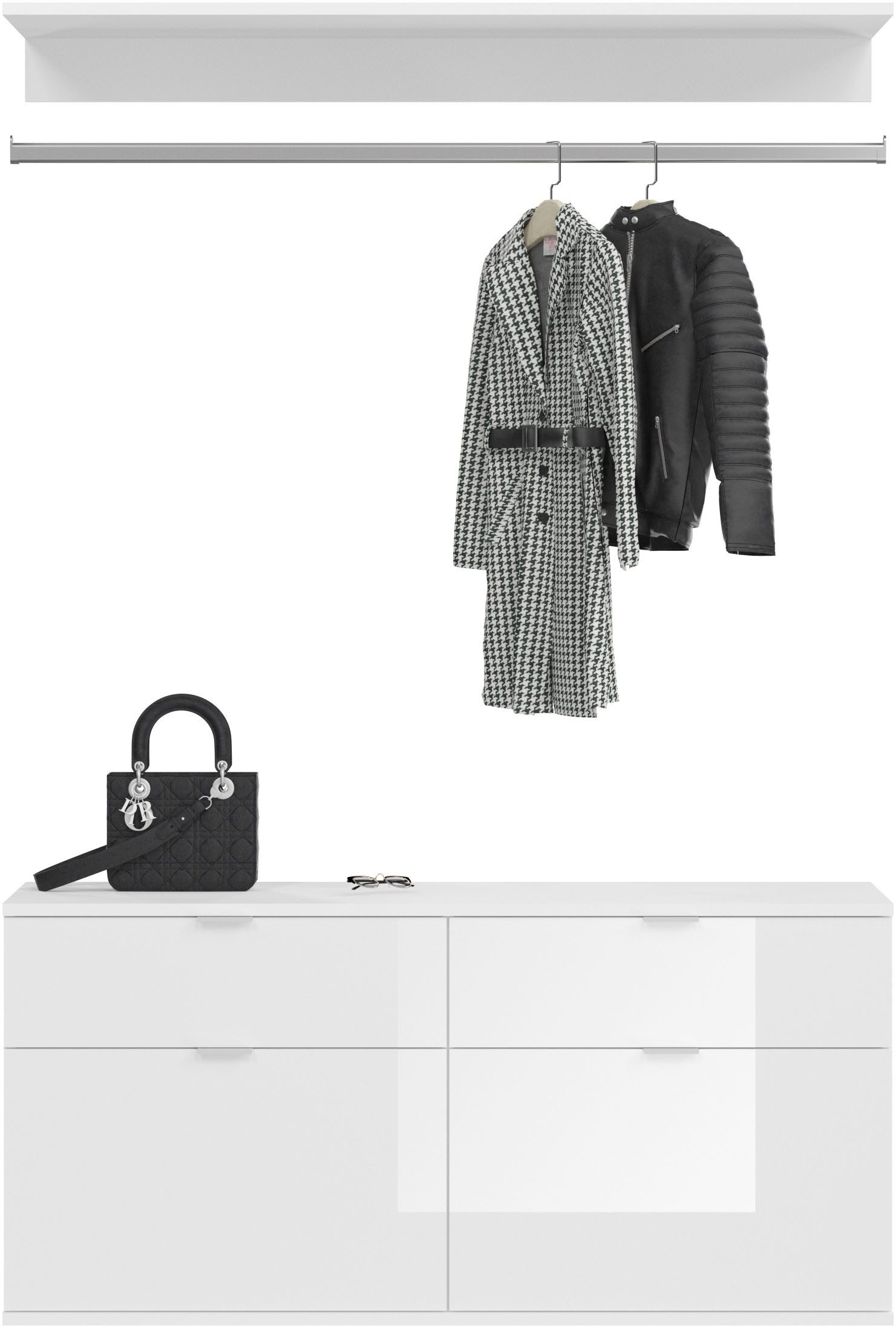 INOSIGN Halmeubelset Trondheim, Breedte 212 cm, 5-delig, bestaande uit: 2x garderobekast, 1 commode, 1 kledingstang, 1 legplank (set, 4-delig)