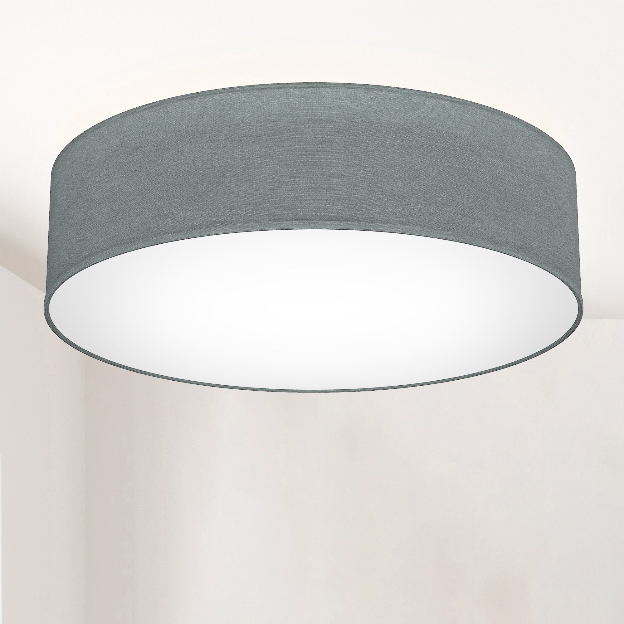 B.K.Licht Plafondlamp Plafondlamp, grijs, textielschaal, woonkamer, slaapkamer, E27