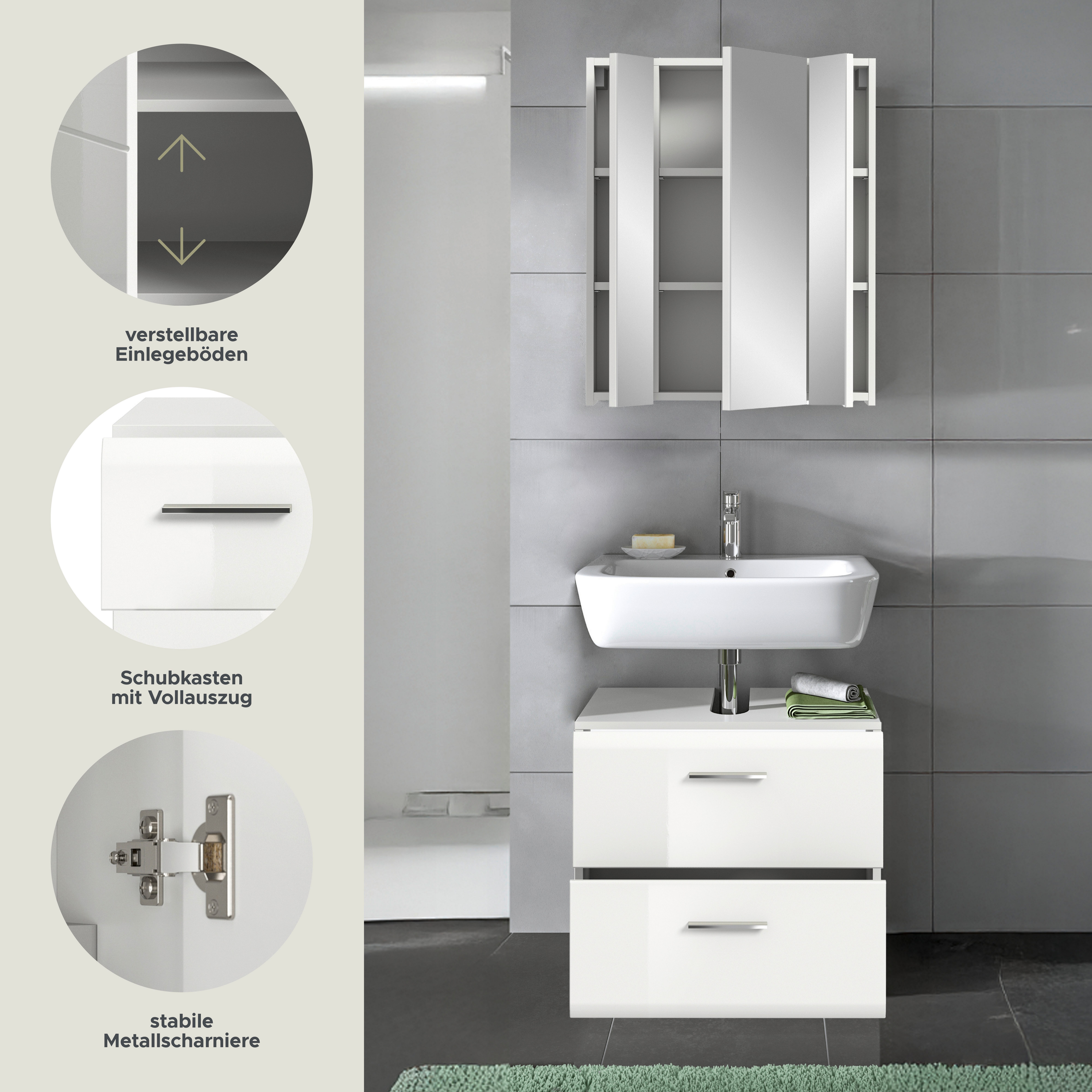 INOSIGN Badmeubelset FLORENZ, TOPSELLER!, 2-delige badcombinatie, hoogwaardige MDF-front