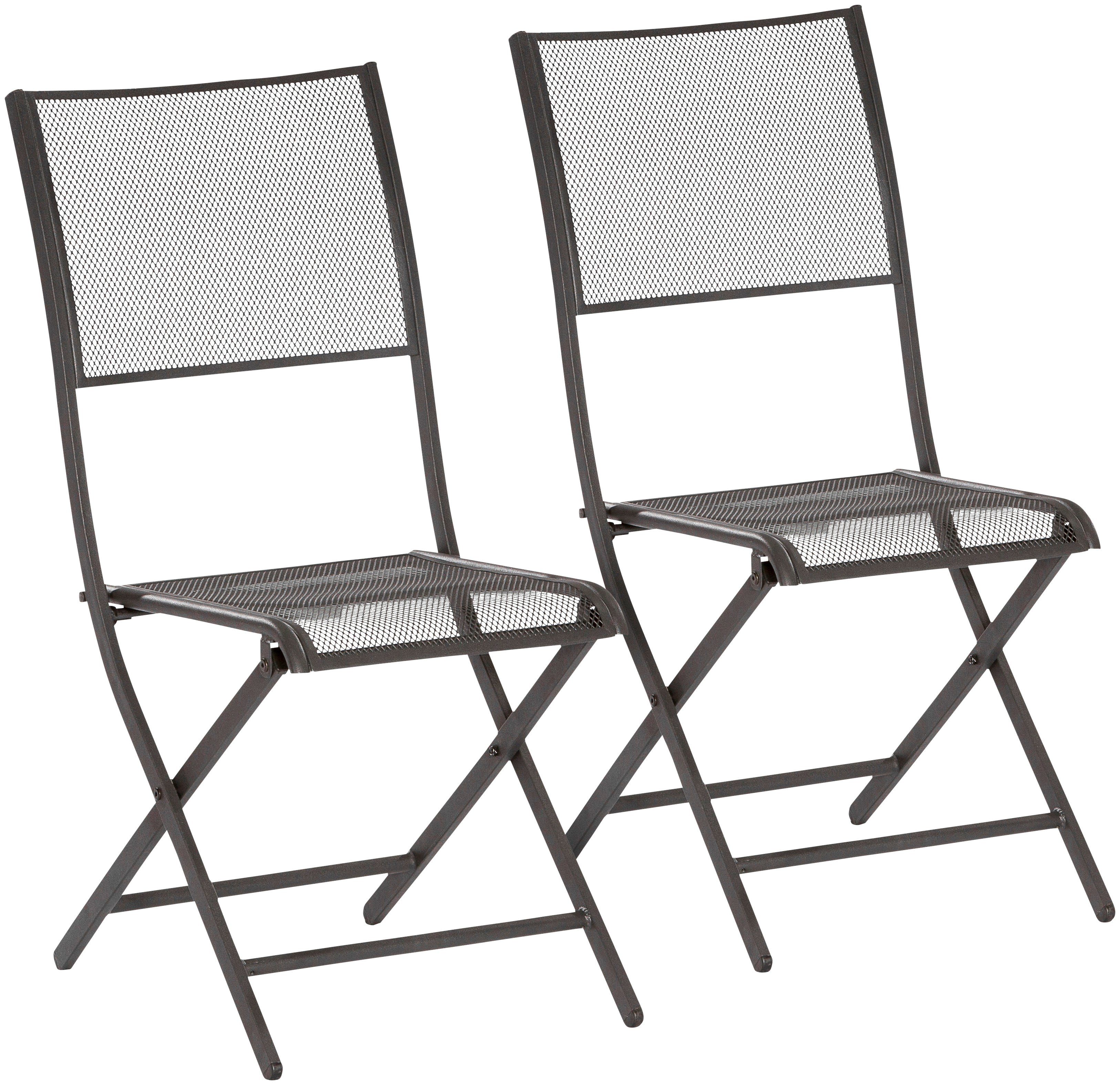 MERXX Tuinstoel Samos set van 2, stapelbaar, ovaal stalen onderstel 30 x 15 mm, zwart (set, 2 stuks)