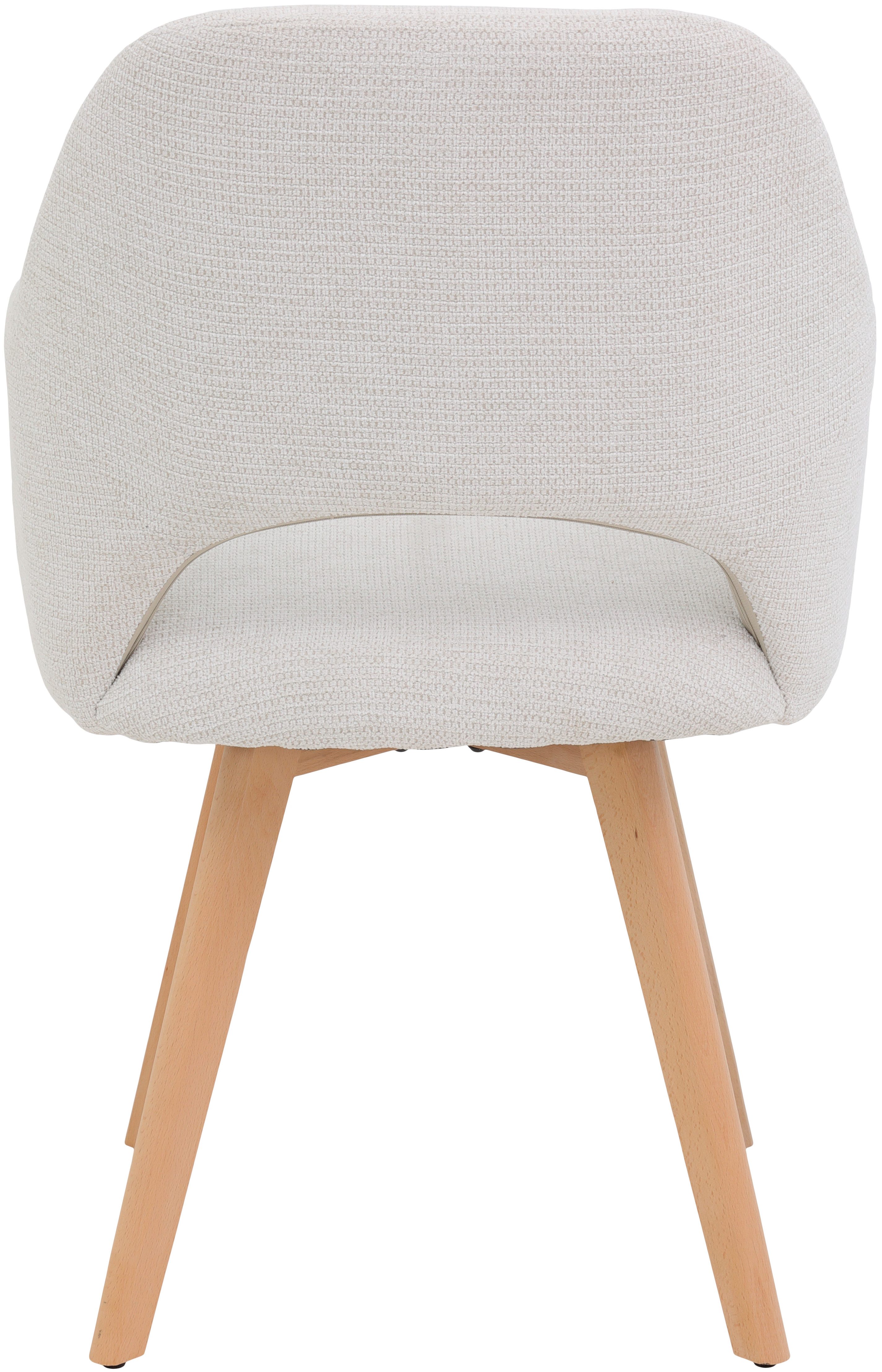 HELA Stoel met armleuningen SOFIA armstoel met massief houten frame, bekleding webstof Eetkamerstoel, fauteuil met armleuningen, subtiele ruguitsparing (set, 2 stuks)