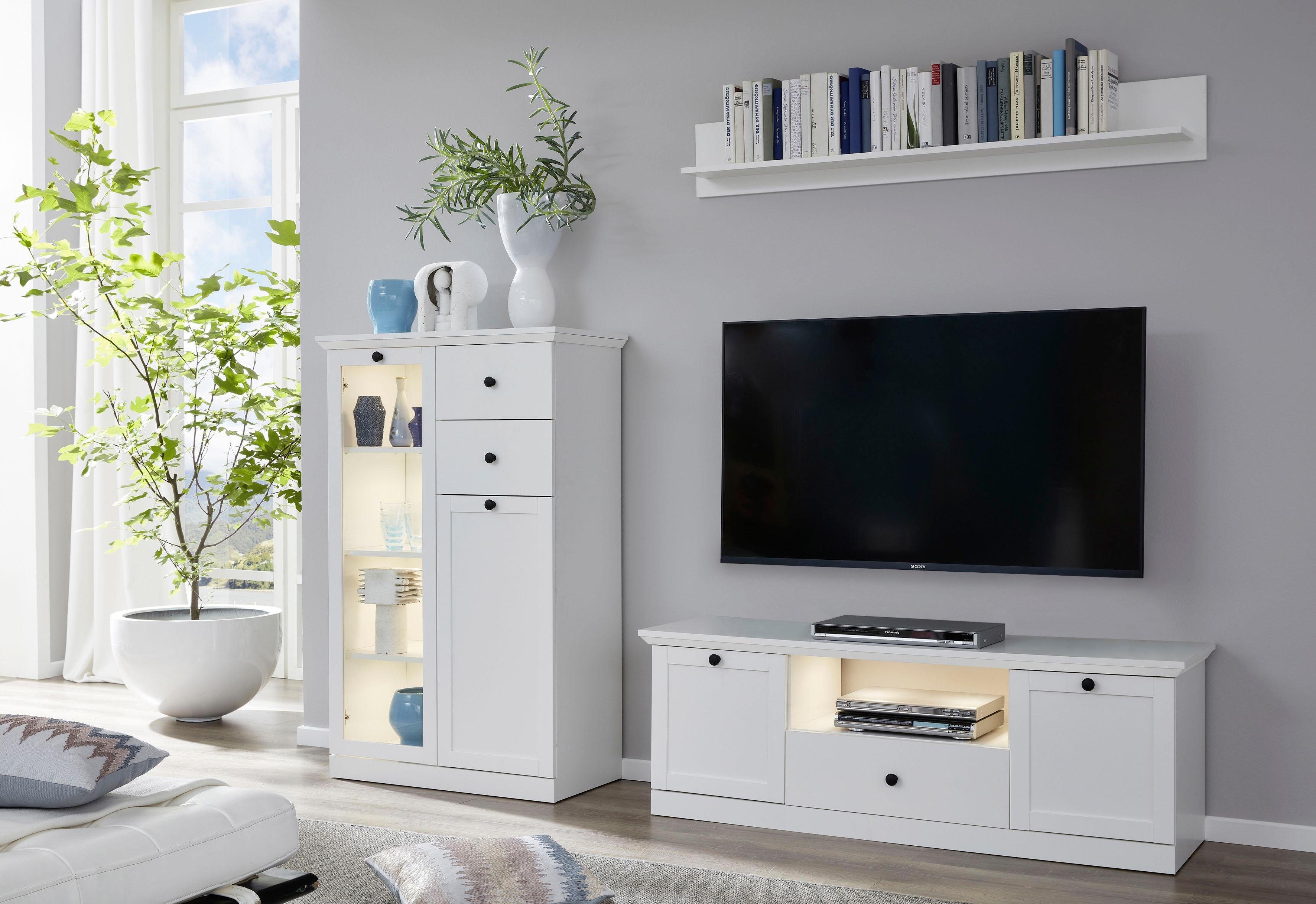 Home affaire Tv-meubel Örebro Commode, tijdloze landhuisstijl, met volledige uittrekbaarheid, verlichting optioneel