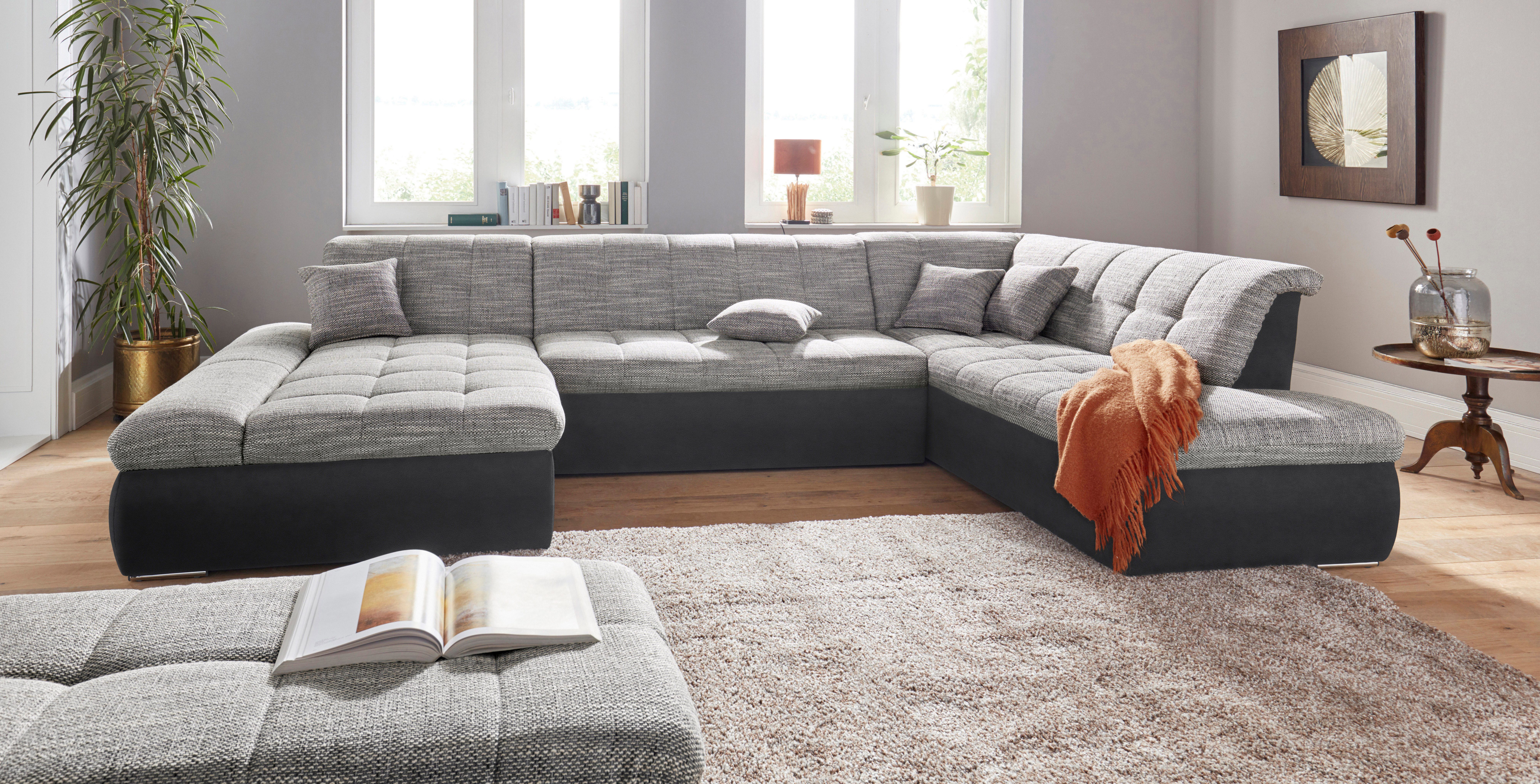 DOMO collection Zithoek Moric Luxus incl. sierkussen U-vorm, tot 140 kg per zitplaats belastbaar, XXL B/D/H: 353/216/80 cm