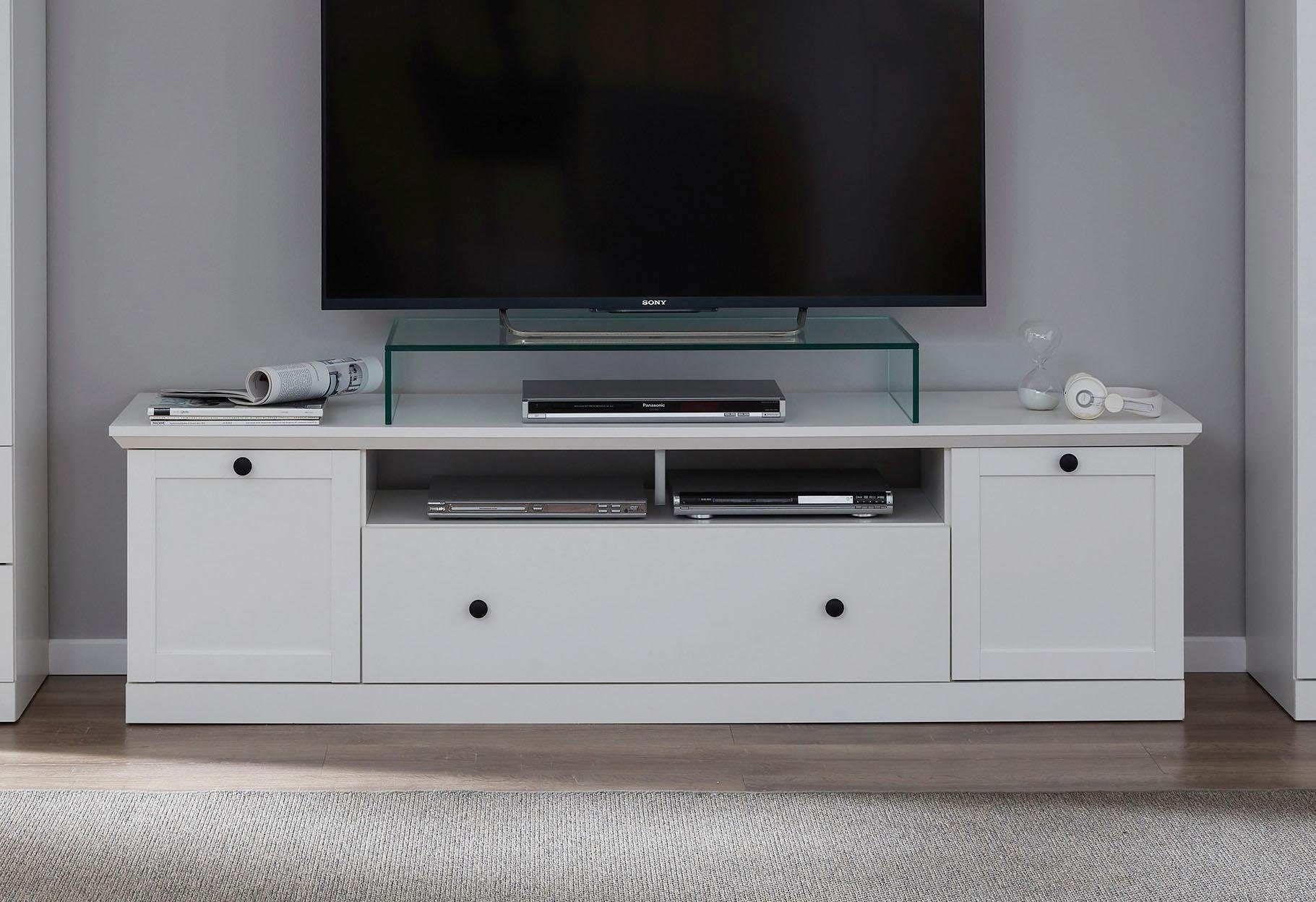 home affaire tv-meubel baxter tijdloze landelijke stijl, verlichting optioneel wit