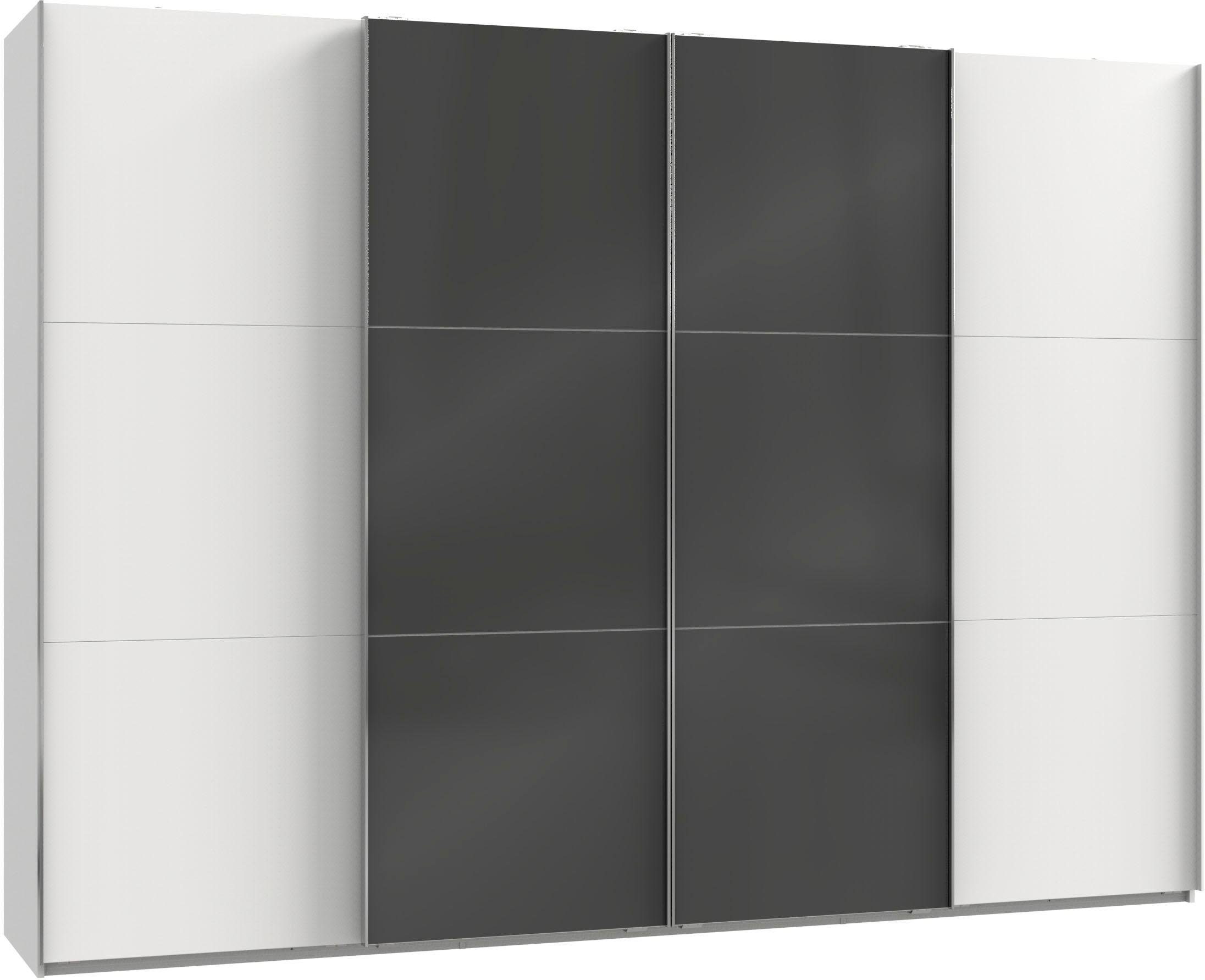 wimex zweefdeurkast niveau met glazen deuren en synchroon openen wit