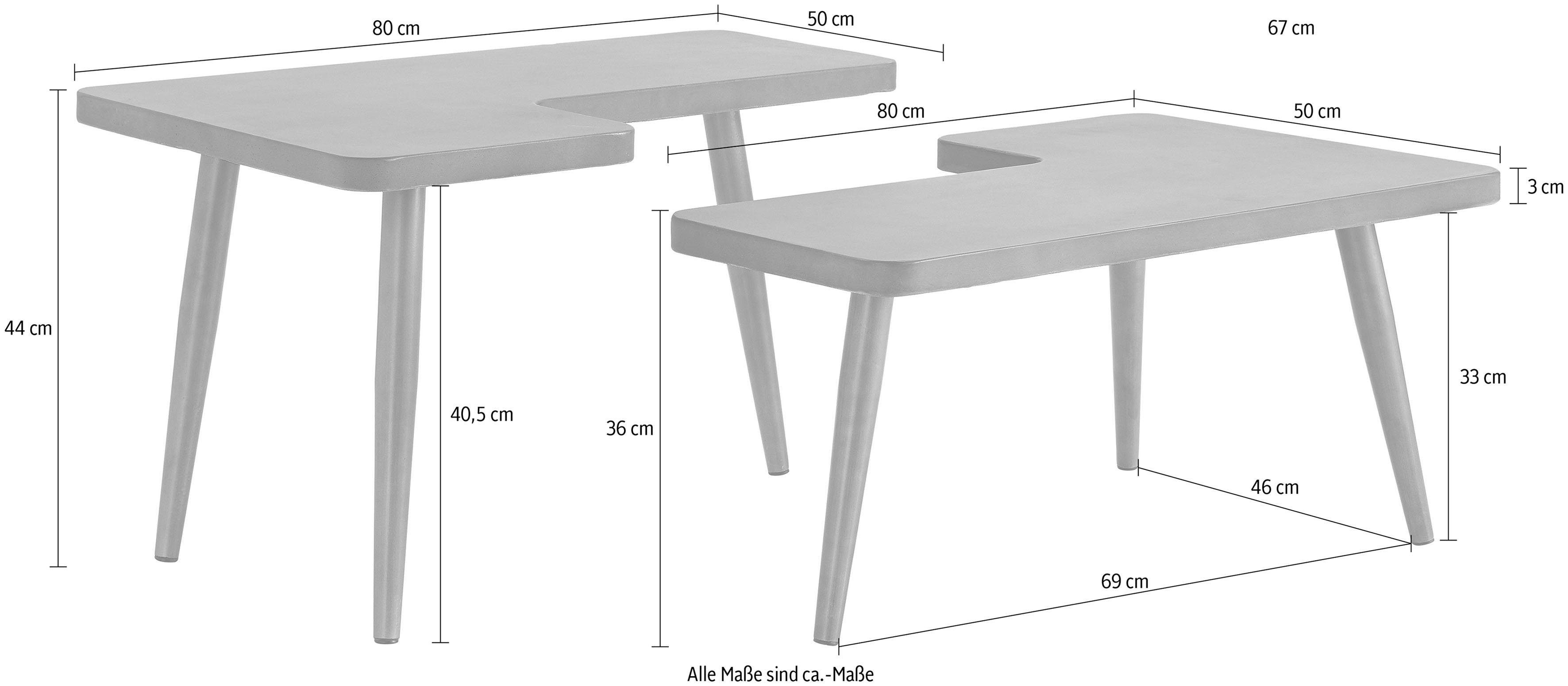 INOSIGN Salontafel Loupe Tafelblad van beton, tafelpoten van messing, breedte 137 cm
