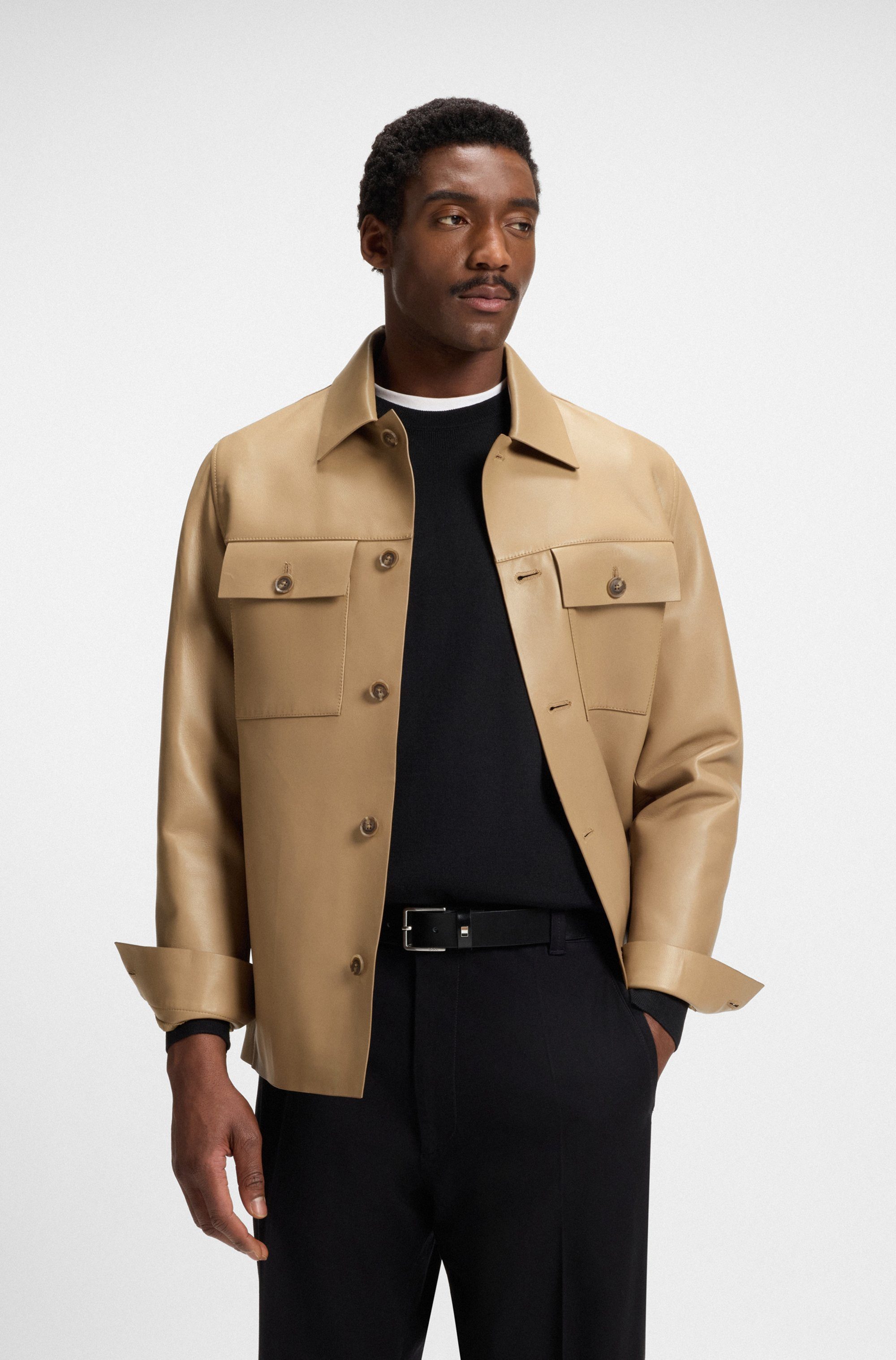 Boss Leren riem Ther-Flag-E_Sz35 met stijlvolle merkdetaillering
