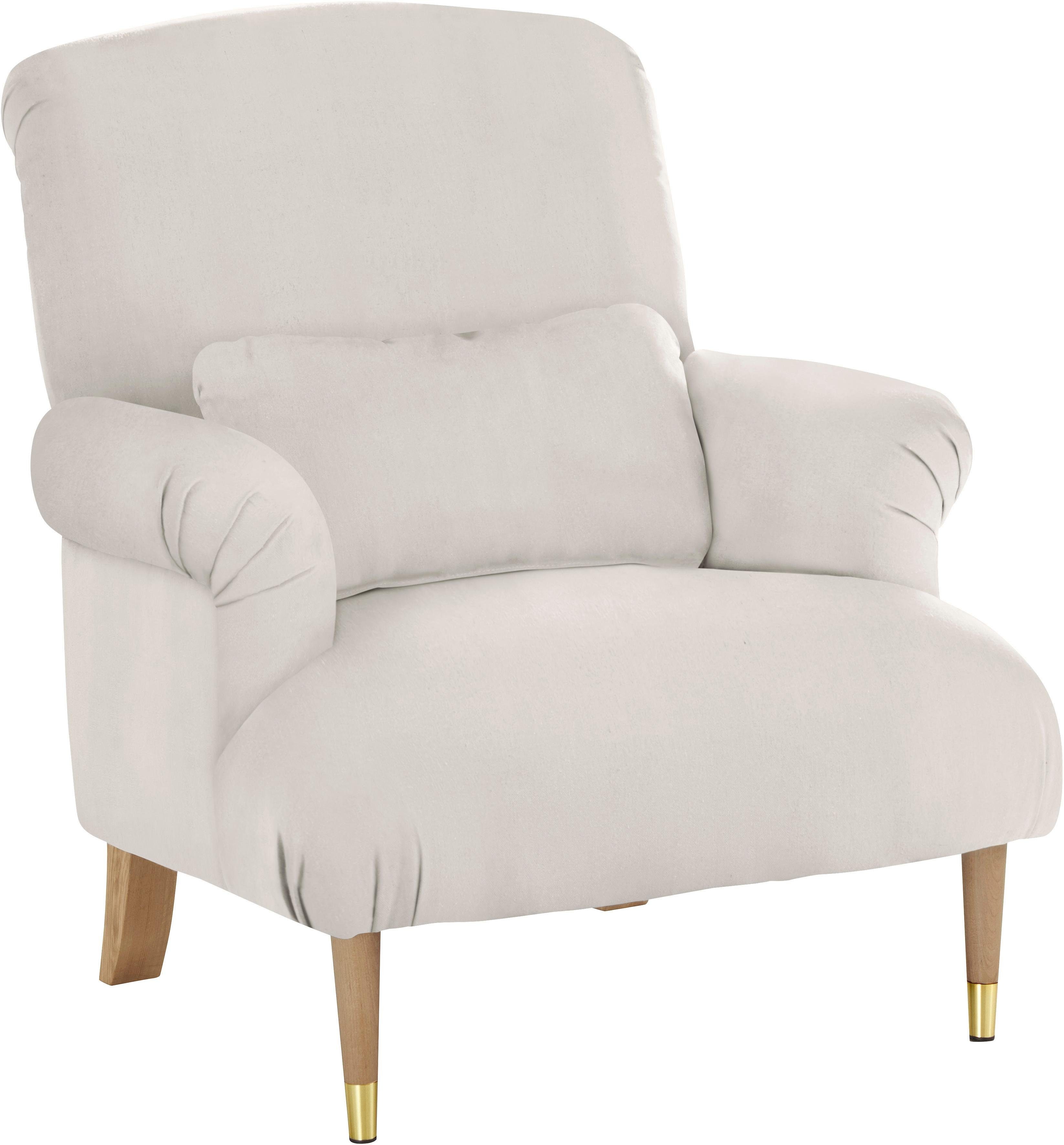 Guido Maria Kretschmer Home&Living XXL-fauteuil Cholet stoel met sierkussen en poten van eiken, overtrekstof: katoenmix, big (set)