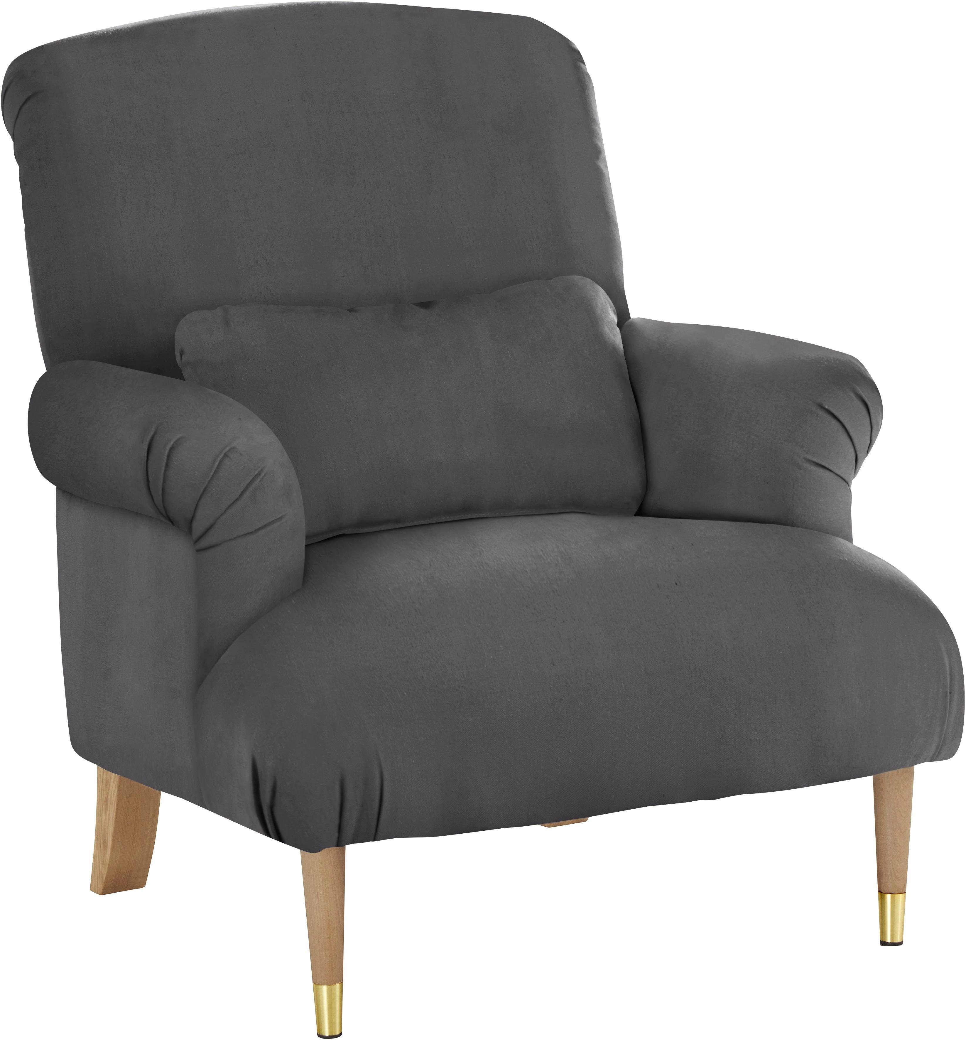 Guido Maria Kretschmer Home&Living XXL-fauteuil Cholet stoel met sierkussen en poten van eiken, overtrekstof: katoenmix, big (set)