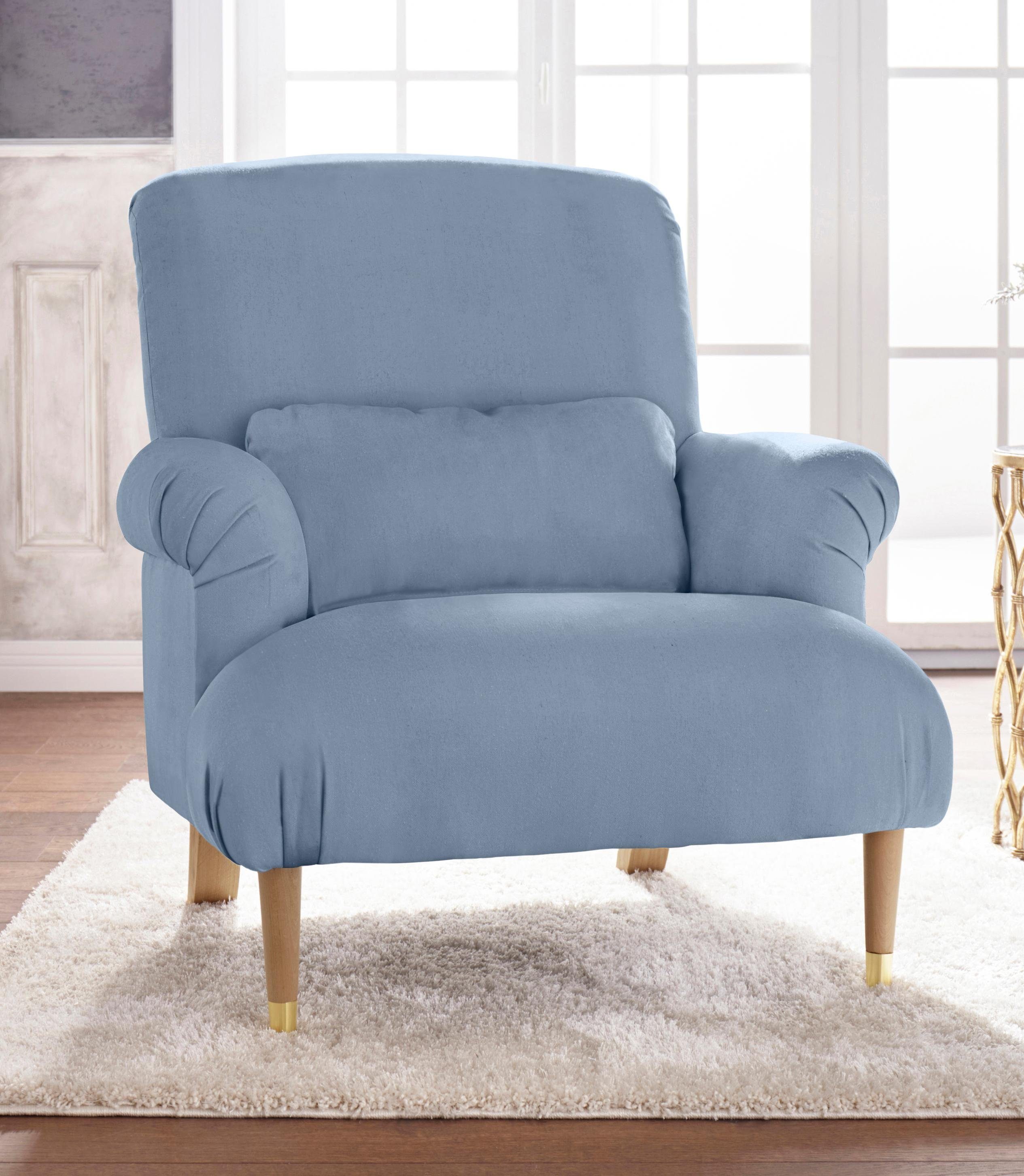 Guido Maria Kretschmer Home&Living XXL-fauteuil CHOLET met sierkussen en poten van eiken, overtrekstof: katoenmix, big