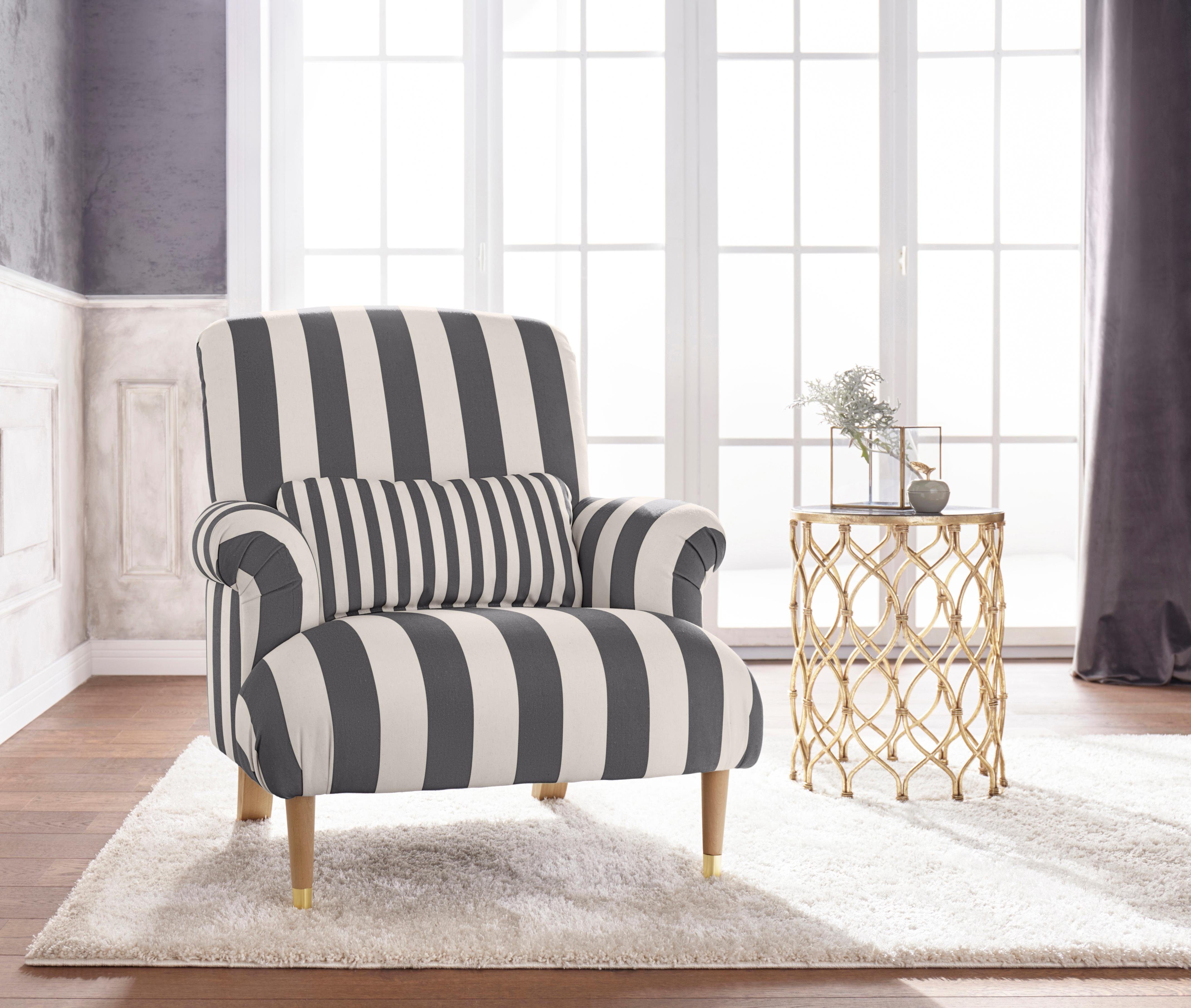 Guido Maria Kretschmer Home&Living XXL-fauteuil Cholet stoel met sierkussen en poten van eiken, overtrekstof: katoenmix, big (set)
