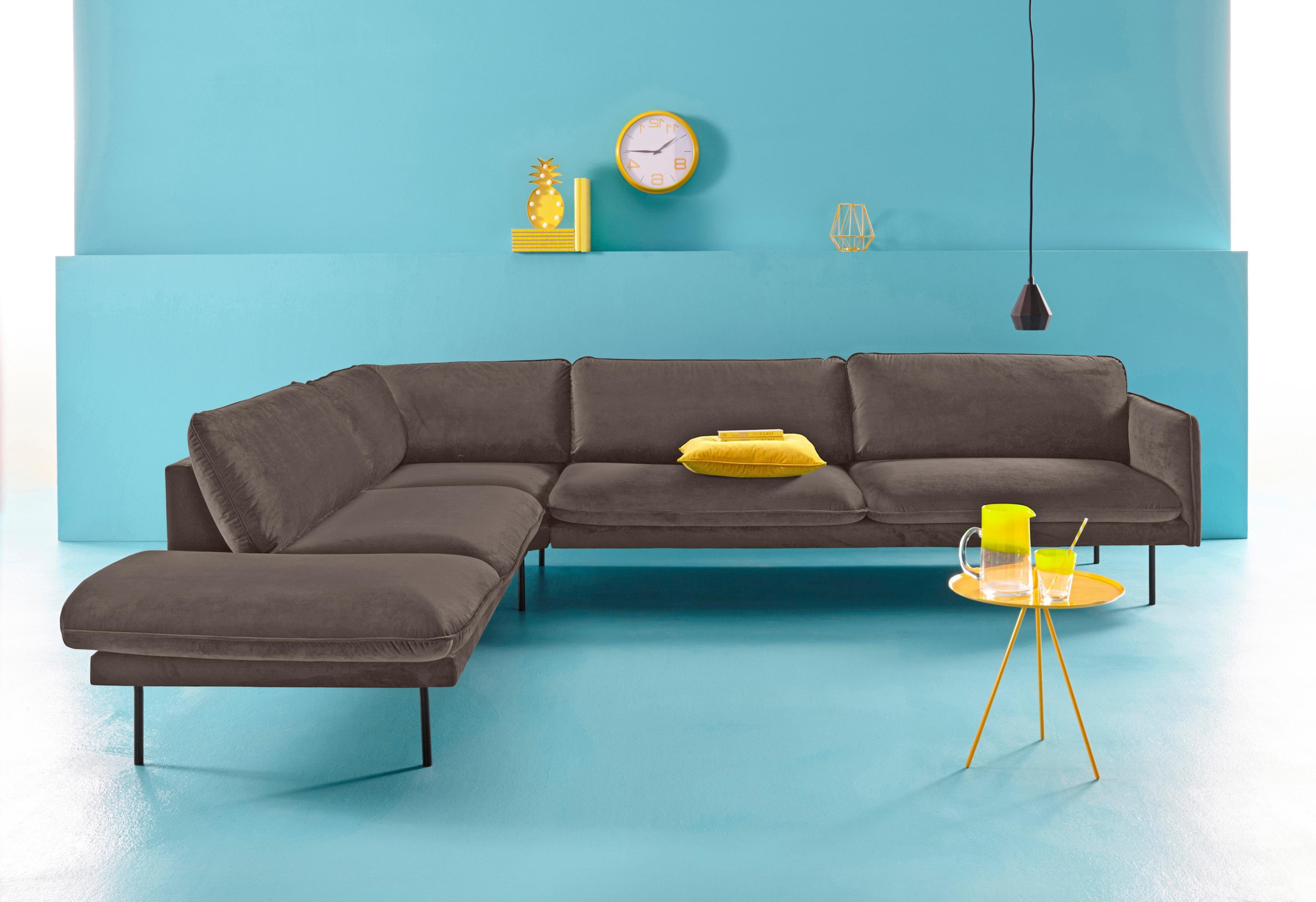 COUCH ♥ Hoekbank Levon met ottomane-afsluitelement, met metalen poten, couch favorieten