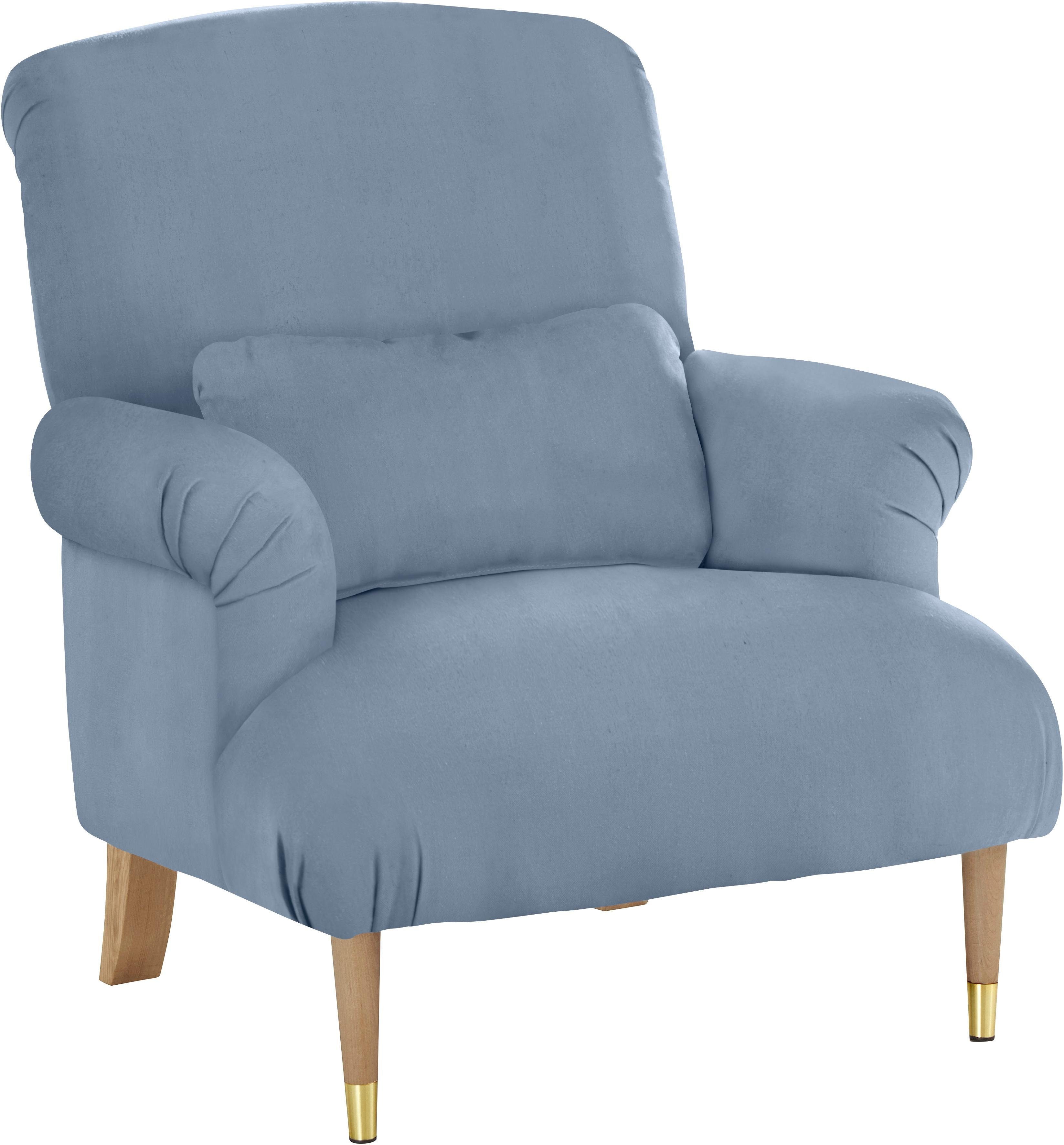 Guido Maria Kretschmer Home&Living XXL-fauteuil Cholet stoel met sierkussen en poten van eiken, overtrekstof: katoenmix, big (set)