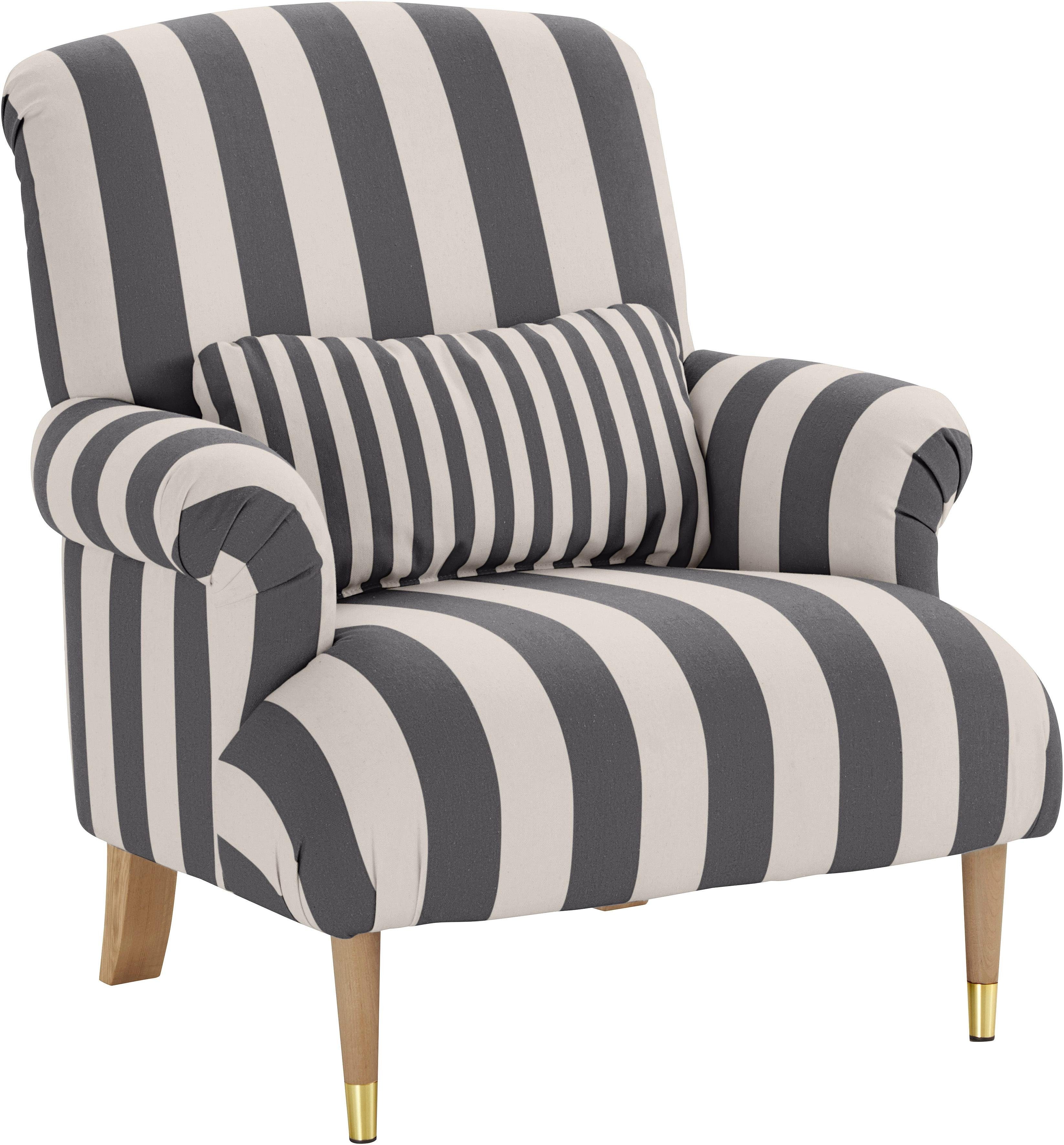 Guido Maria Kretschmer Home&Living XXL-fauteuil Cholet stoel met sierkussen en poten van eiken, overtrekstof: katoenmix, big (set)