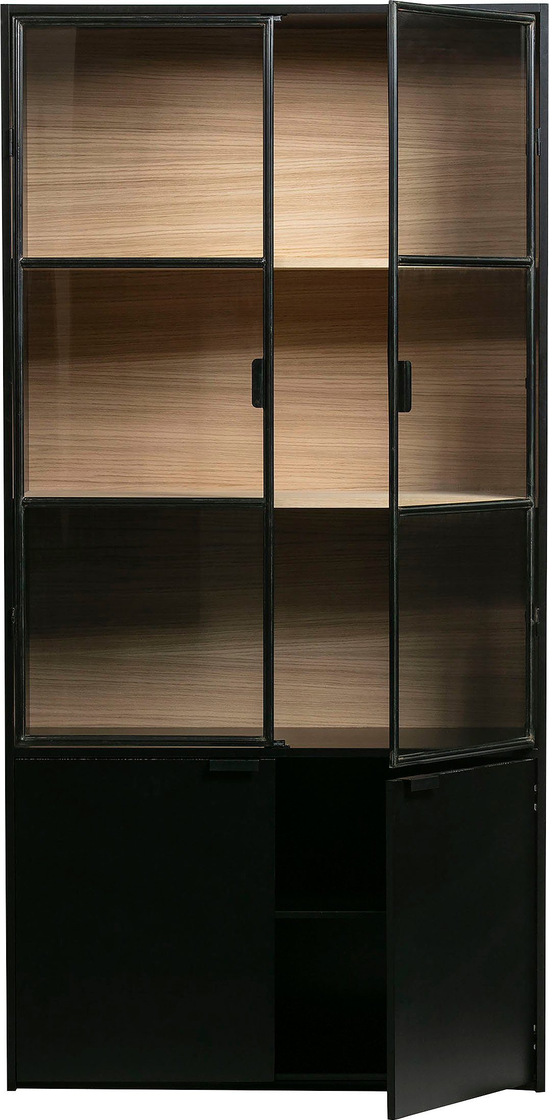 WOOOD Vitrinekast Silas met metalen deuren, h 200 cm x b 100 cm