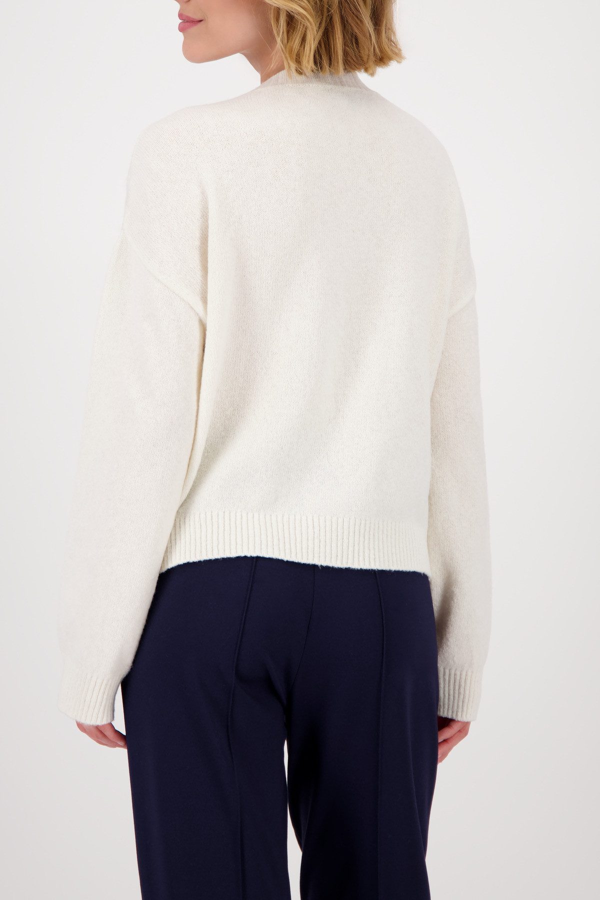 Monari Gebreide Trui letters Regular fit met ronde hals