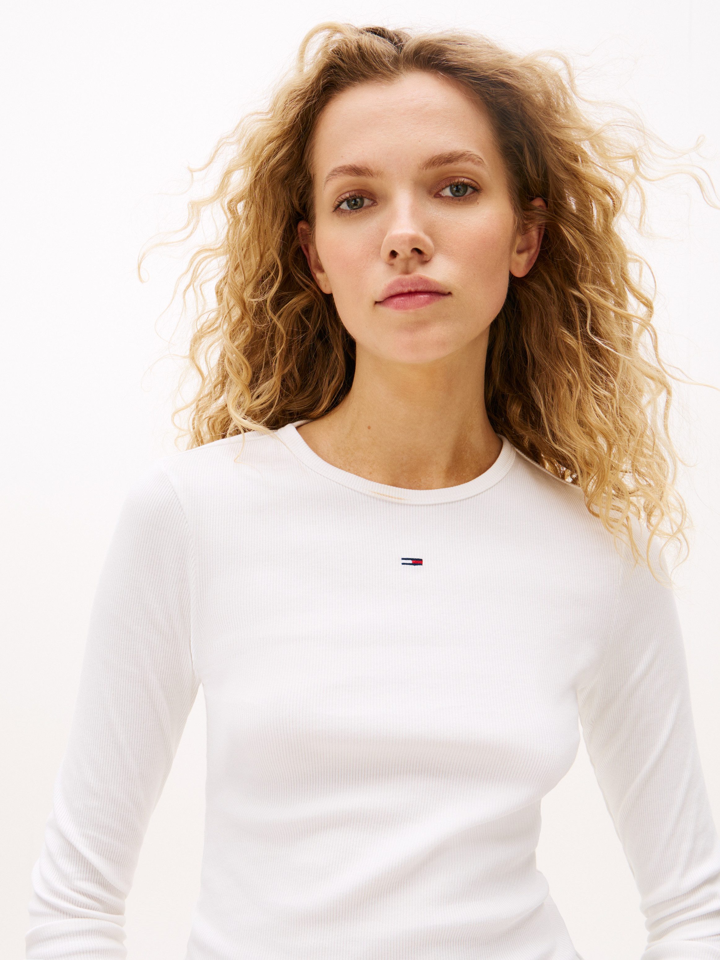 TOMMY JEANS Shirt met lange mouwen TJW SLIM ESSENTIAL RIB LS