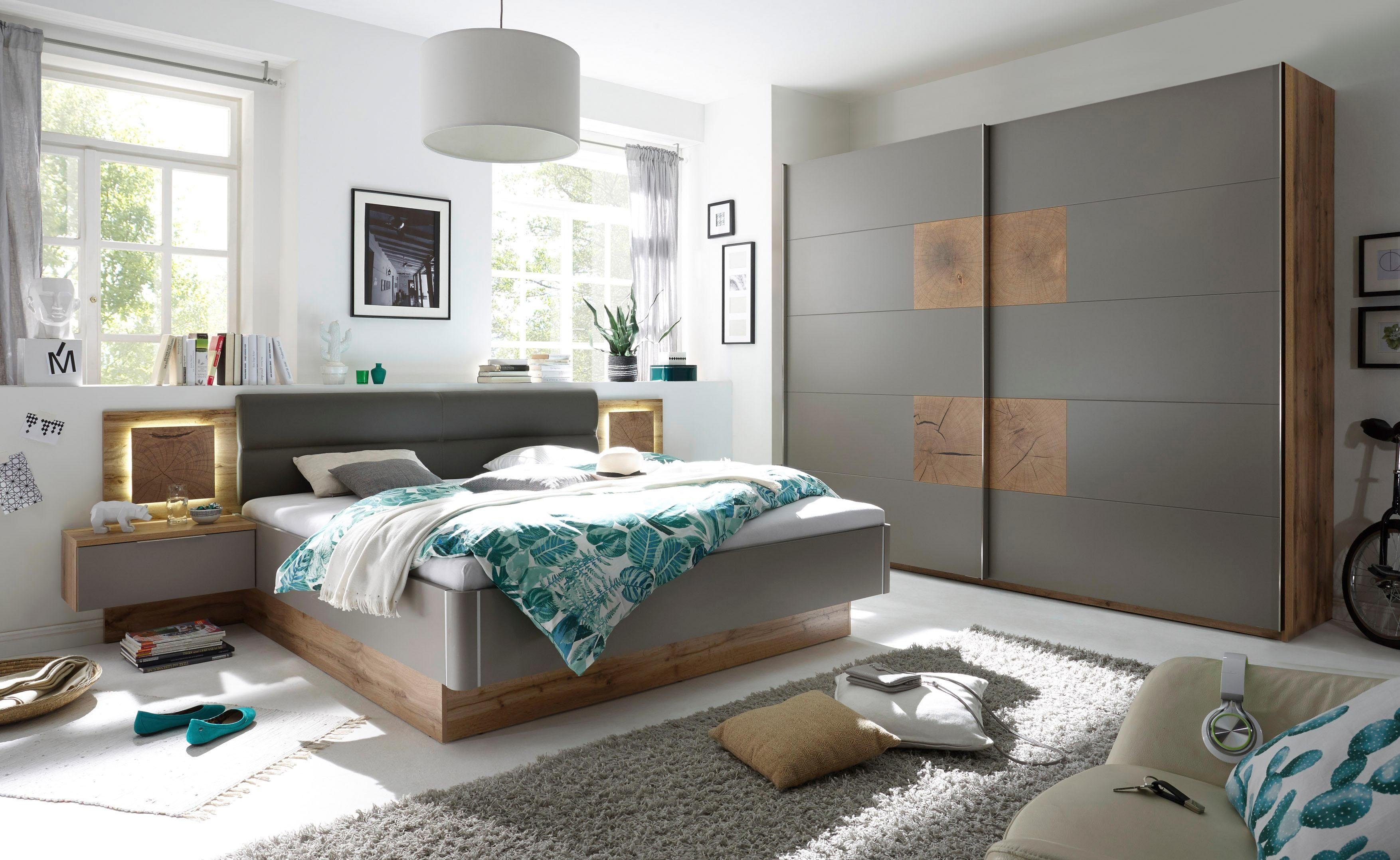 Schlafkontor Zweefdeurkast Capri Fronten met chique applicaties in kops hout-decor