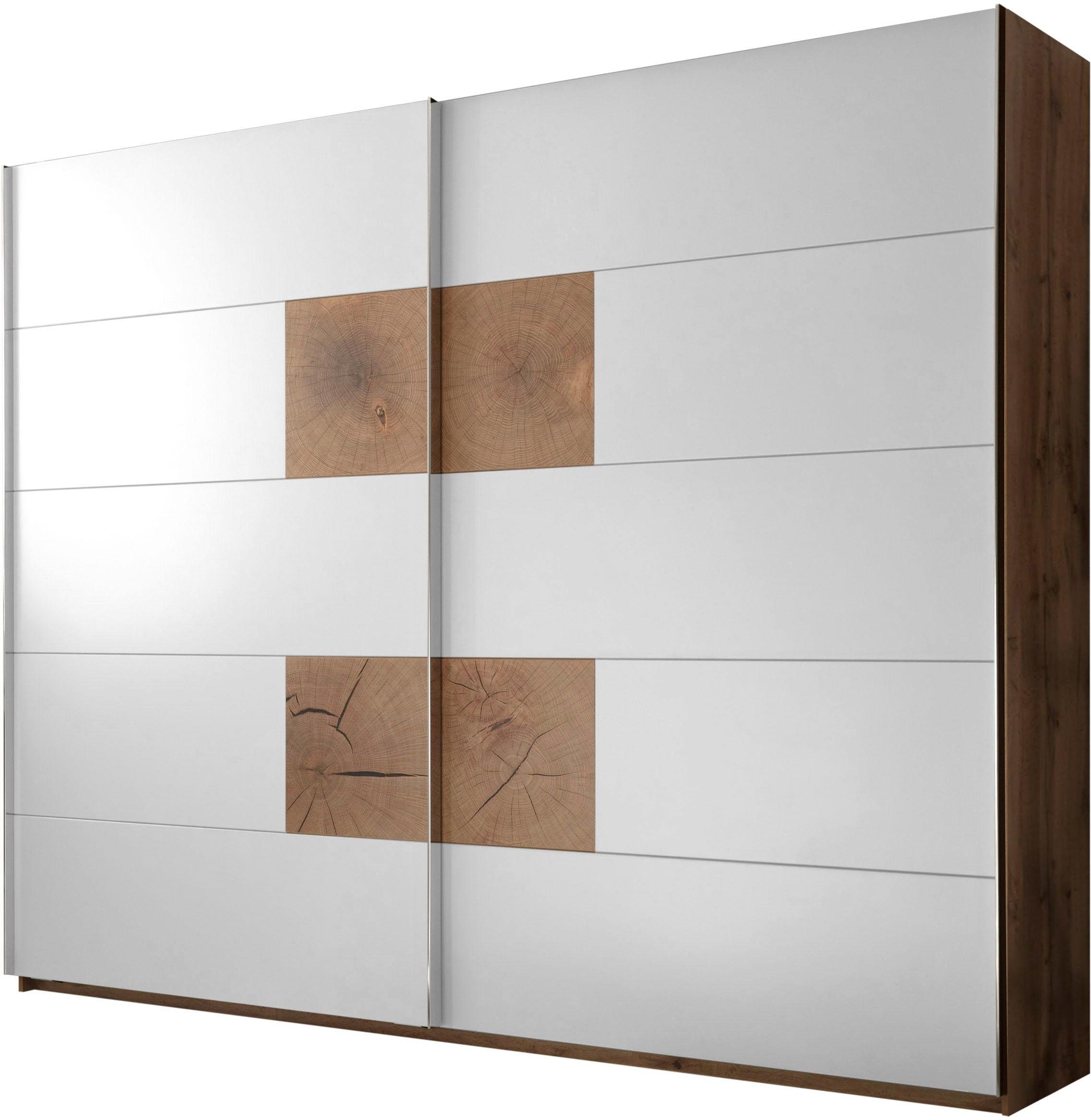 Schlafkontor Zweefdeurkast Capri Fronten met chique applicaties in kops hout-decor