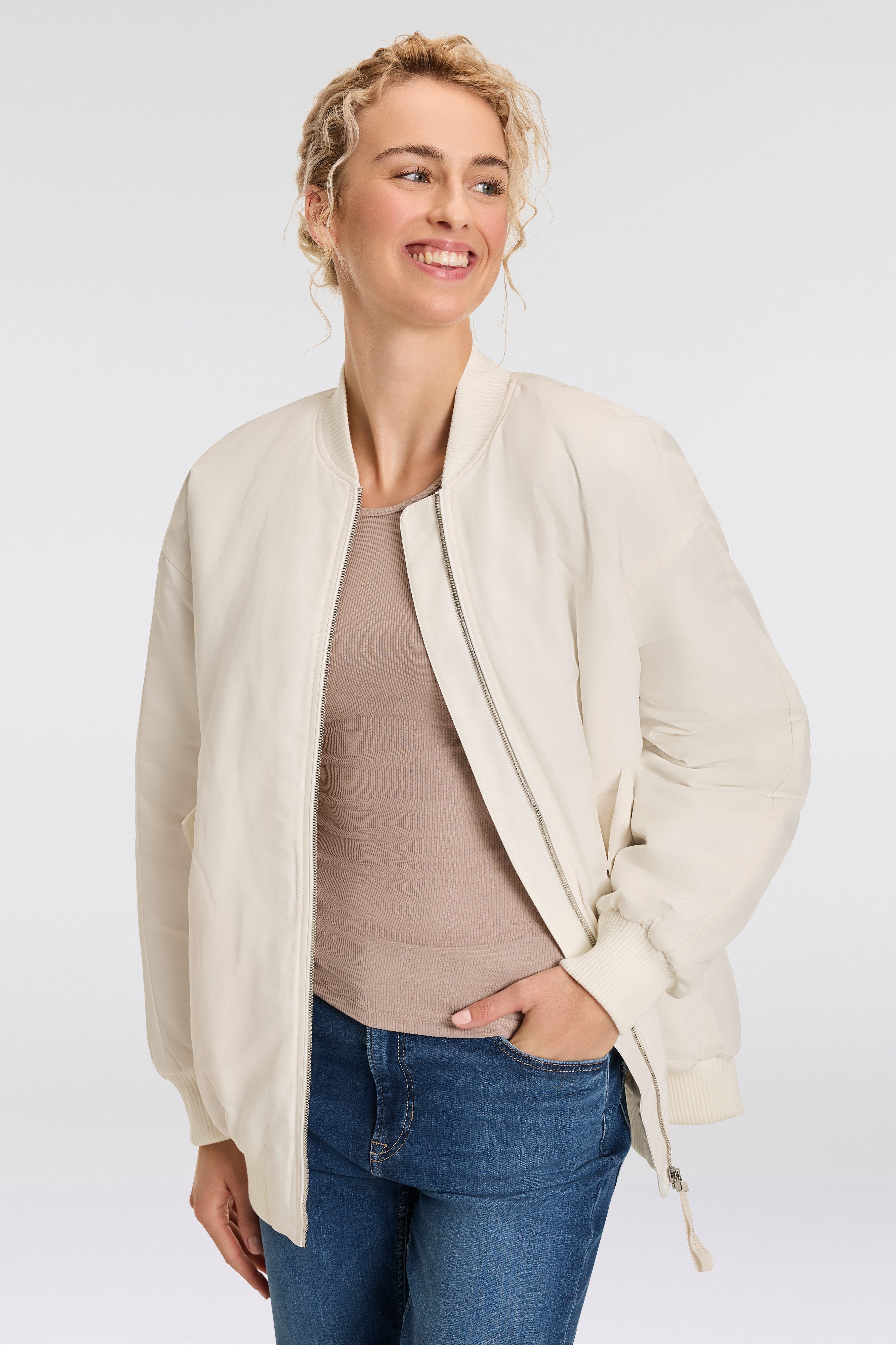 Boss Orange Bomberjack C_Piromba met gebreide boorden-kraag dames blousons maat 40 beige
