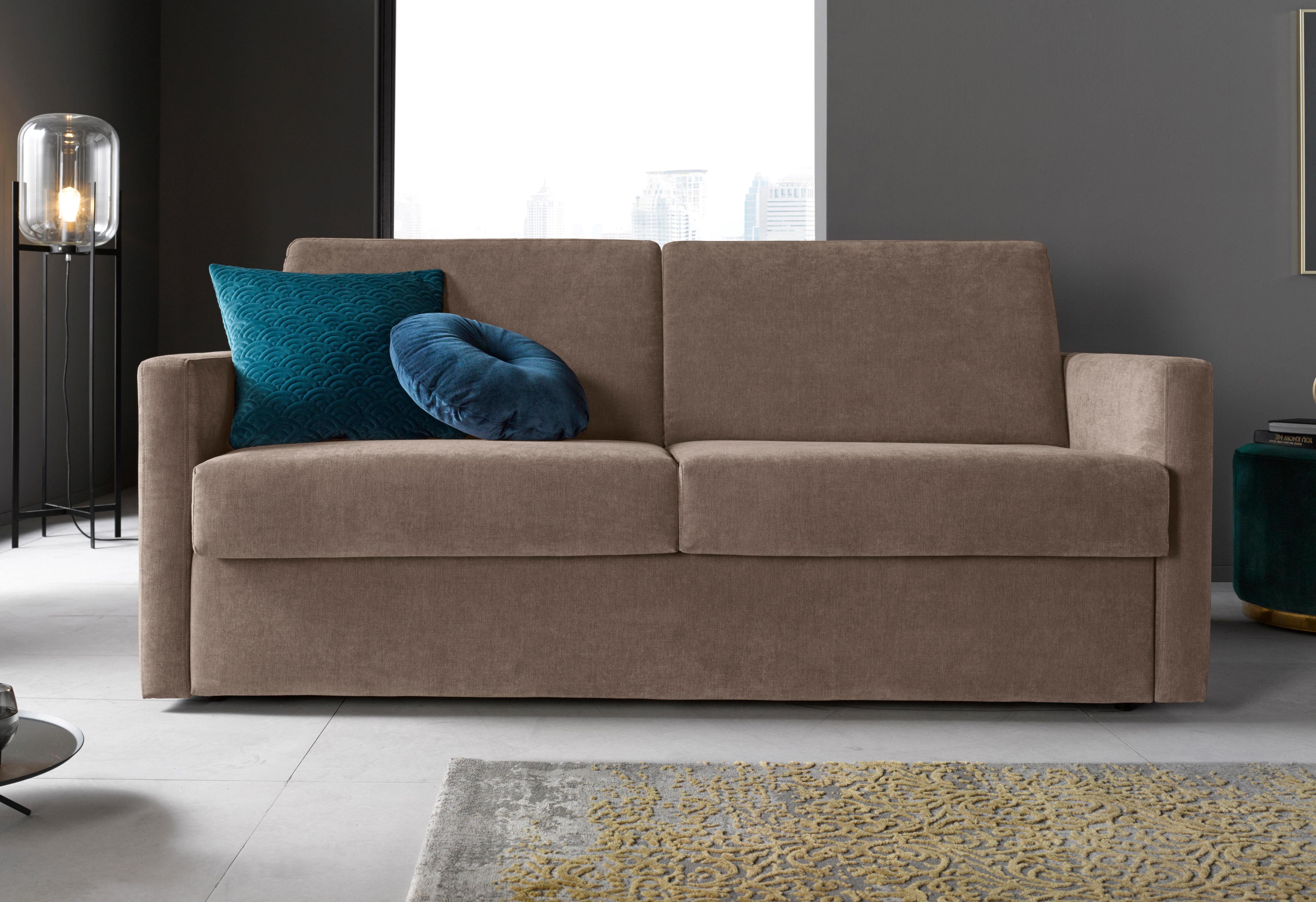 Places of Style Slaapbank GOLDPOINT 182 cm, slaapbank, ligoppervlak 140/200 cm, 3-zitsbank met slaapbank functie, matras met bonellvering, bruin,