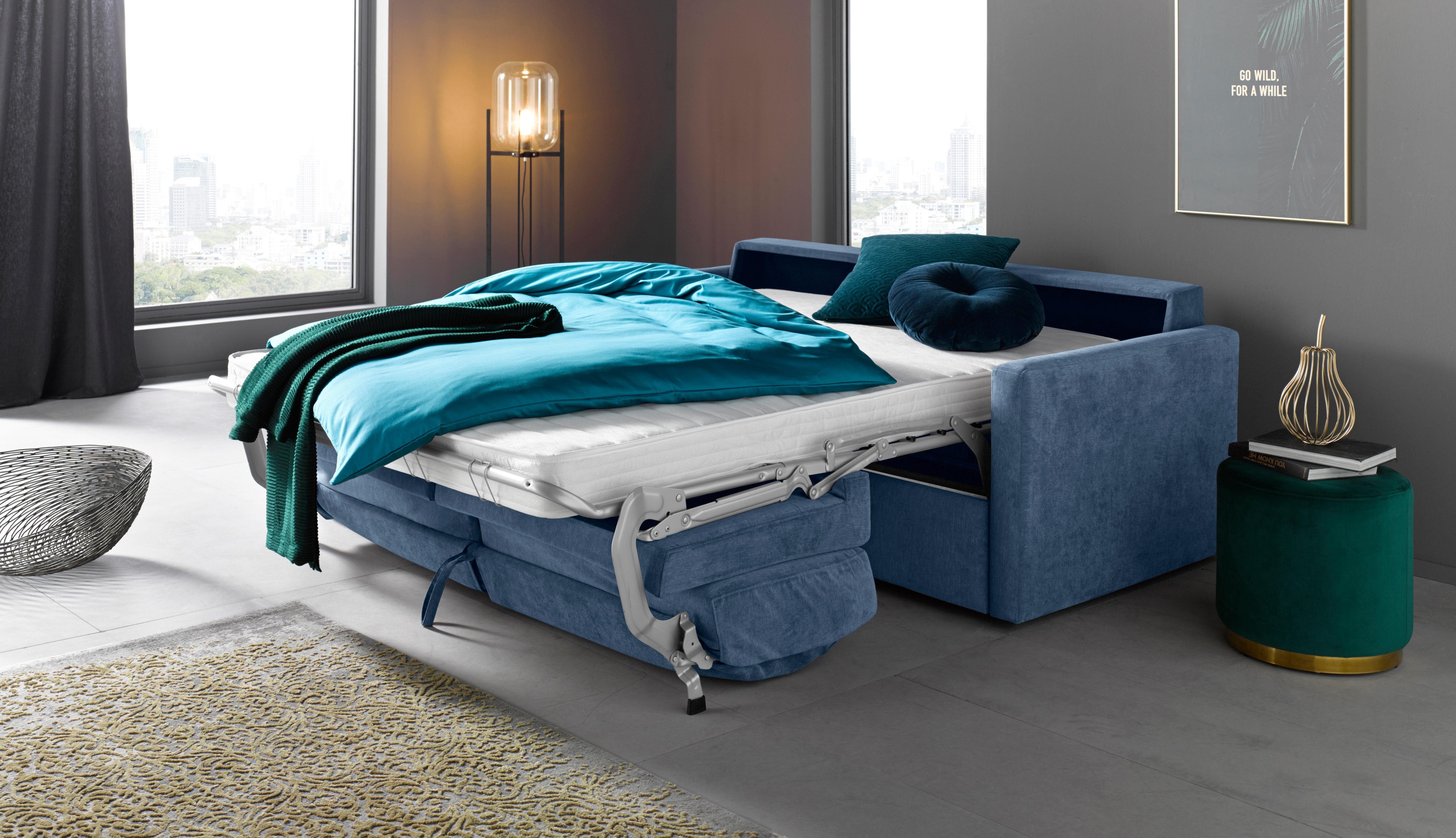 Places of Style Slaapbank GOLDPOINT 182 cm, slaapbank, ligoppervlak 140/200 cm, 3-zitsbank met slaapbank functie, matras met bonellvering,