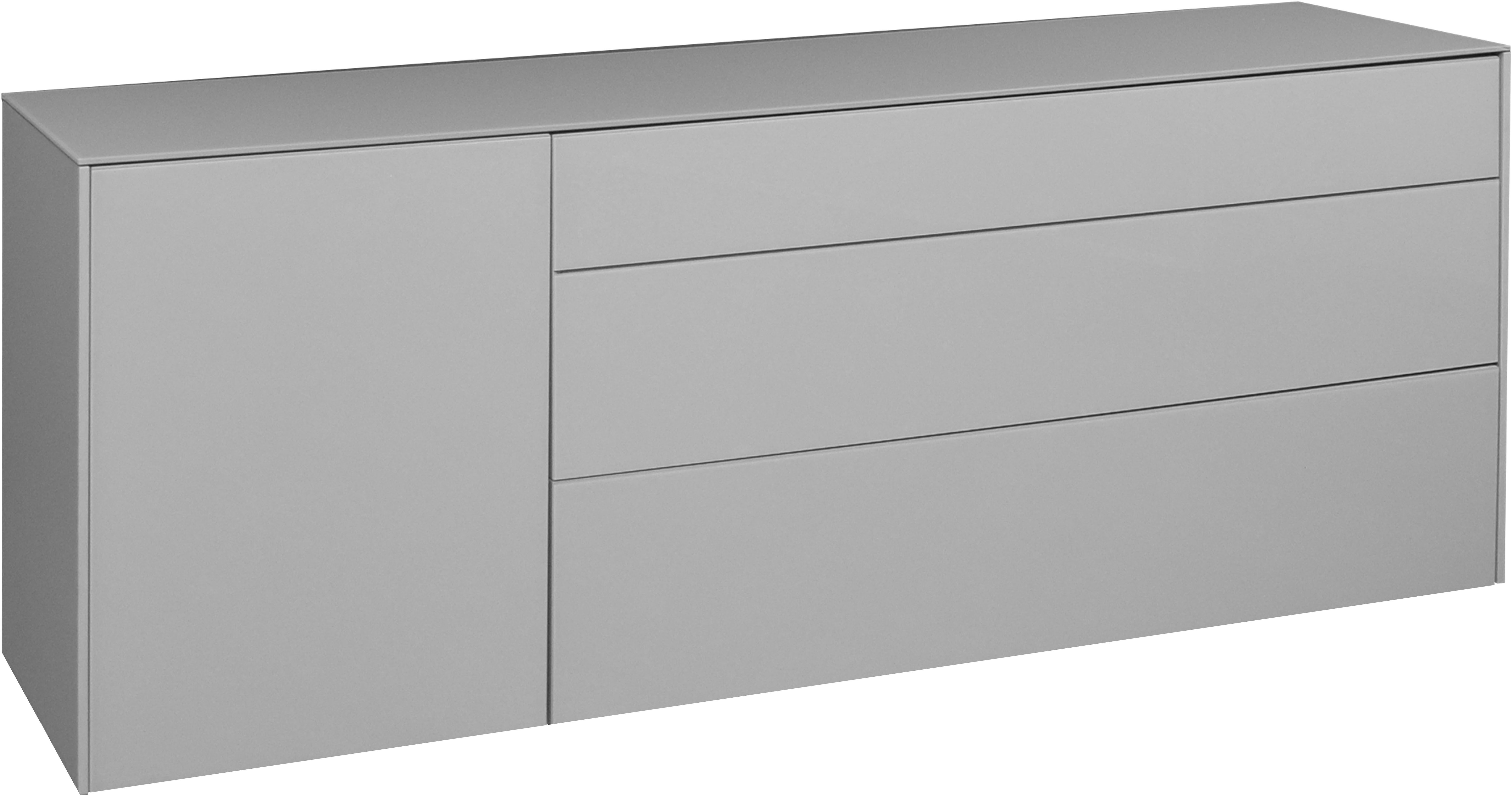 Mäusbacher Tv-meubel Imola BESTSELLER! Mäusbacher lowboard, met glasfront en glazen bovenblad, 1 lade lowboards grijs