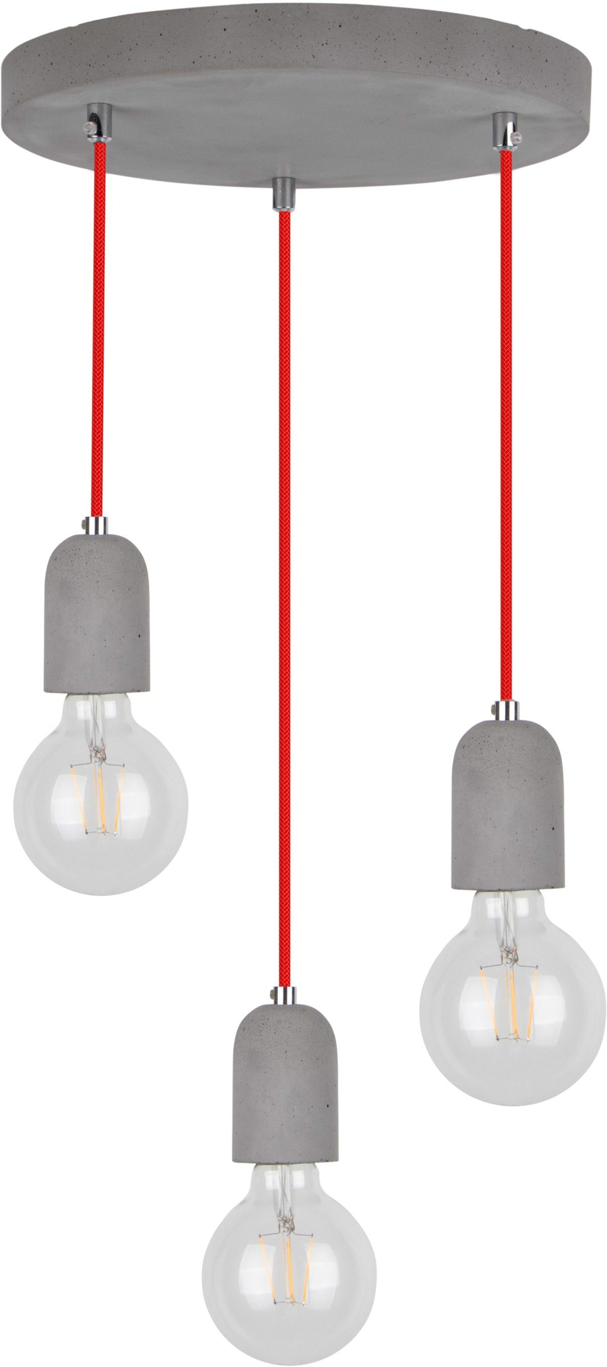 spot light hanglamp amory hanglamp, beton, kabel in rood, ideaal voor vintage lampen (1 stuk) grijs
