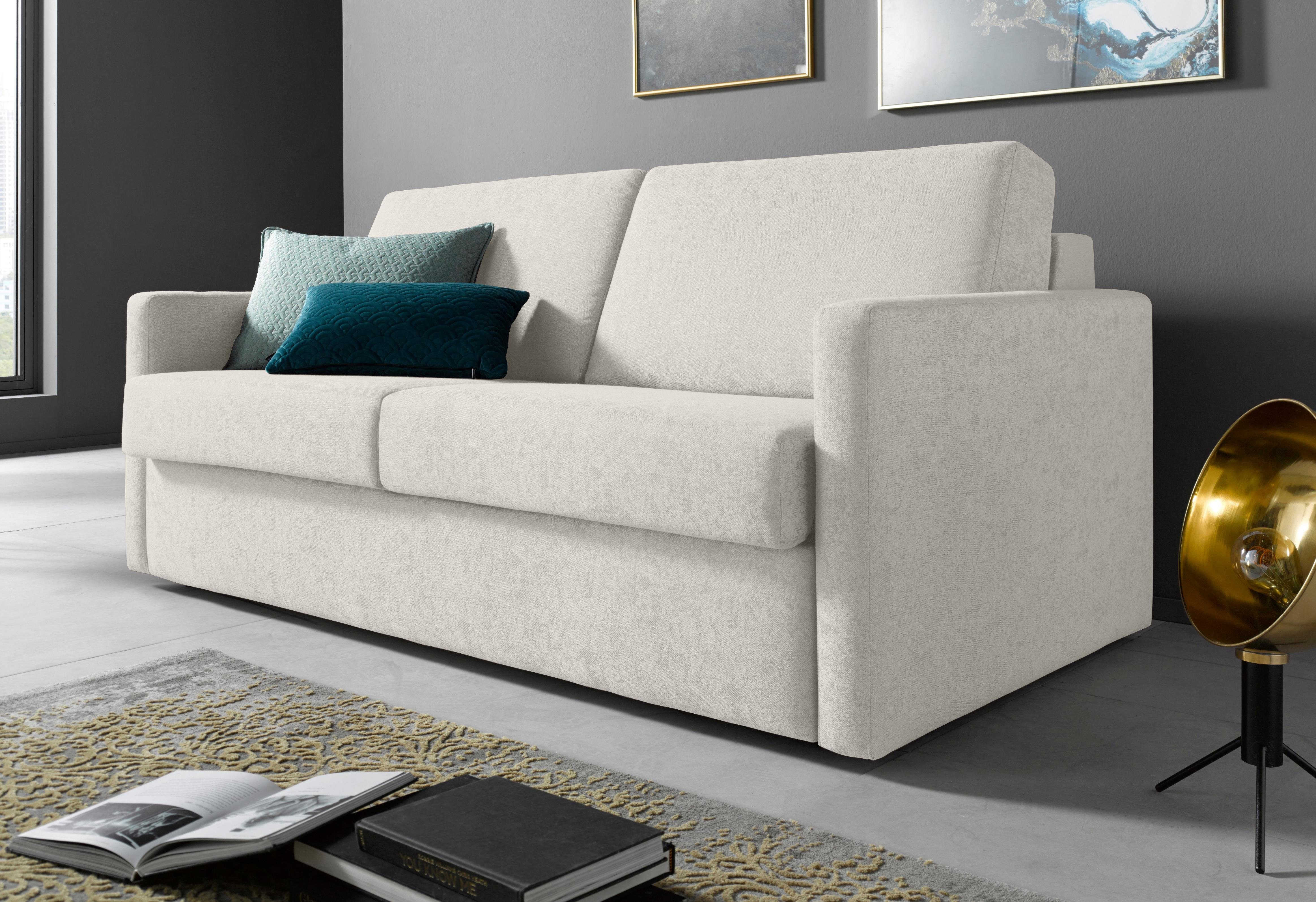 Places of Style Slaapbank GOLDPOINT 182 cm, slaapbank, ligoppervlak 140/200 cm, 3-zitsbank met slaapbank functie, matras met bonellvering, bruin,