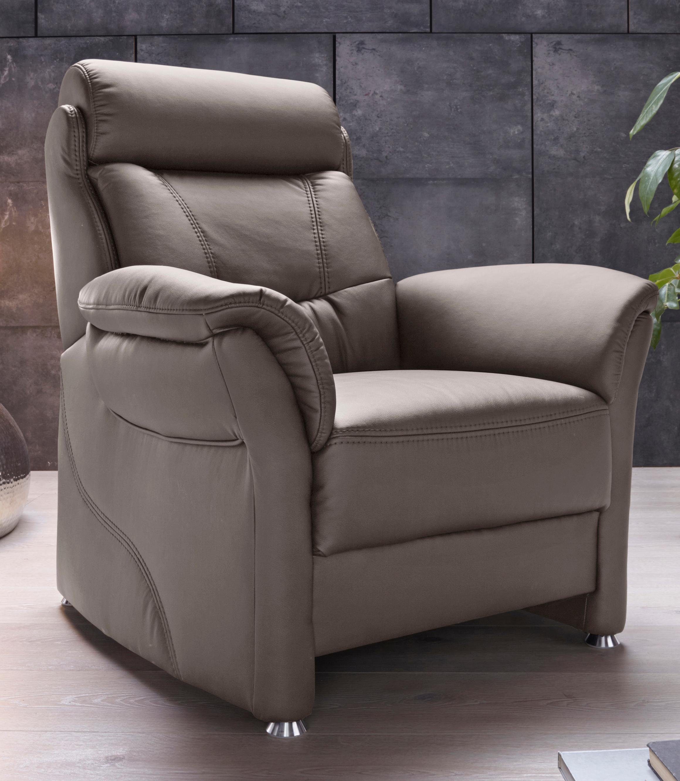 Places of Style Fauteuil Sardinië met verstelbaar hoofdeind (set) fauteuils grijs