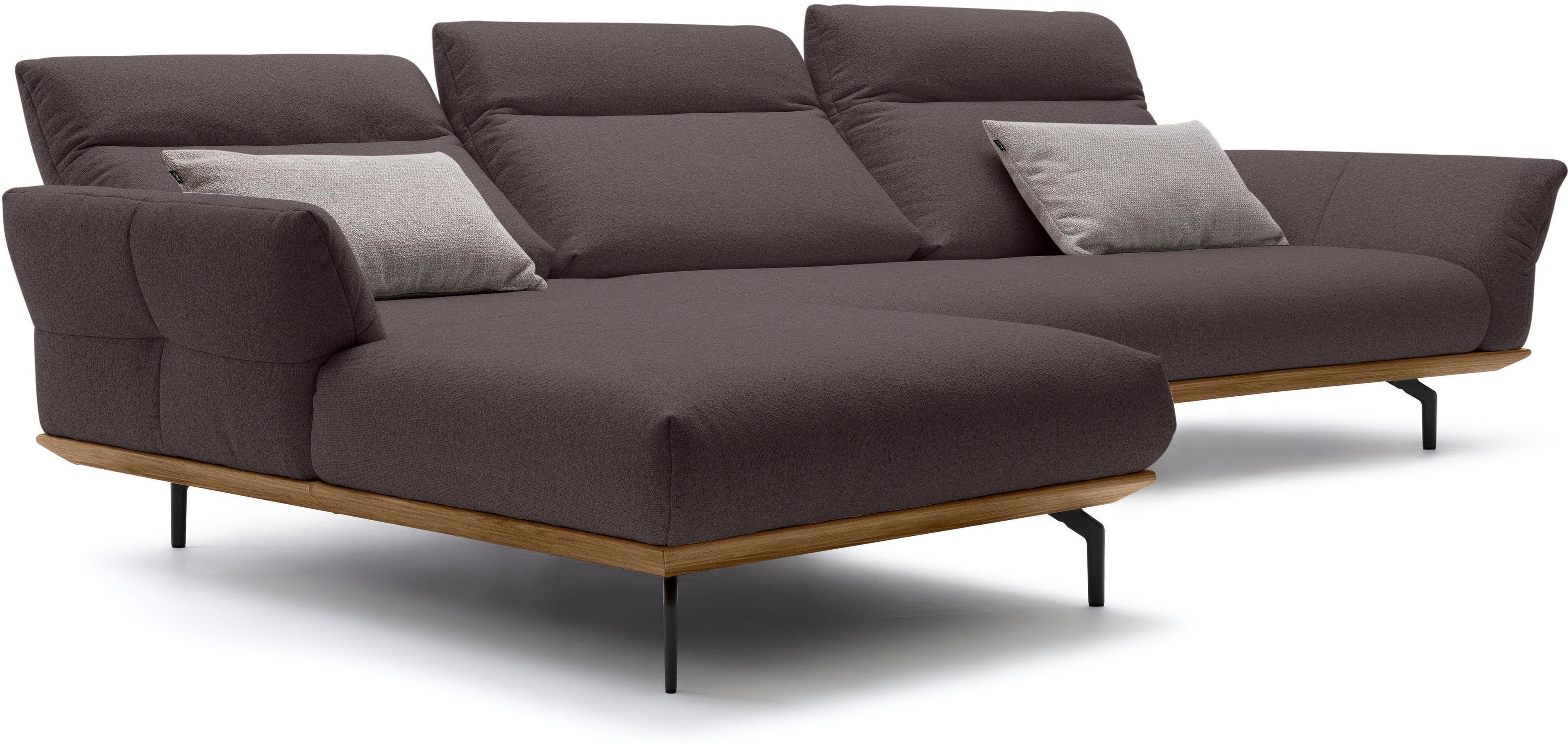 Creation BY ROLF BENZ Hoekbank CR.460 Sokkel in walnotenhout, onderstel in umbra grijs, breedte 338 cm