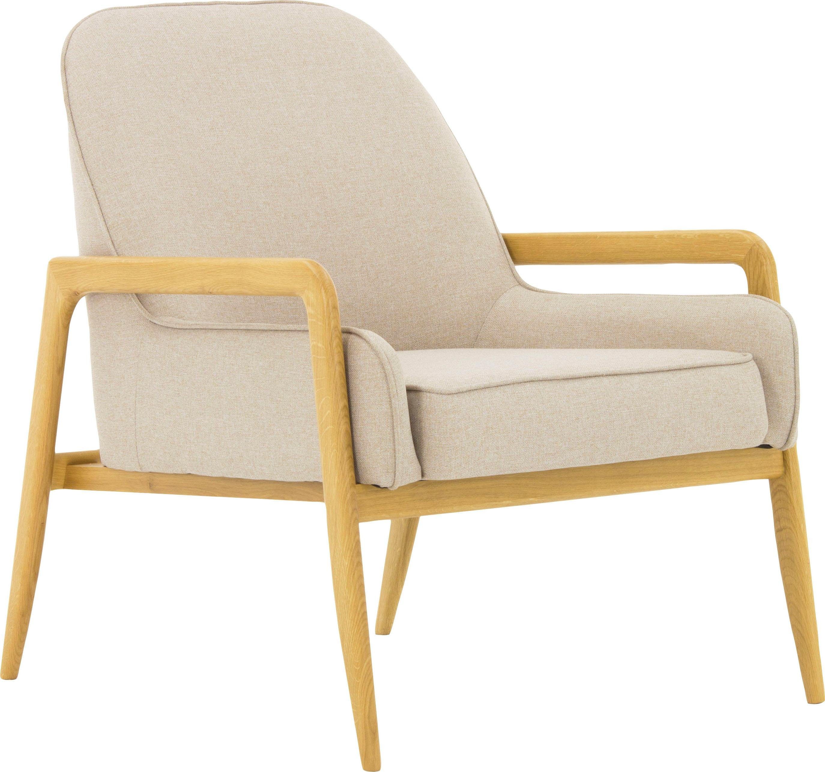 andas Fauteuil Braga naar keuze met frame van eiken in donker of beukenhout in licht