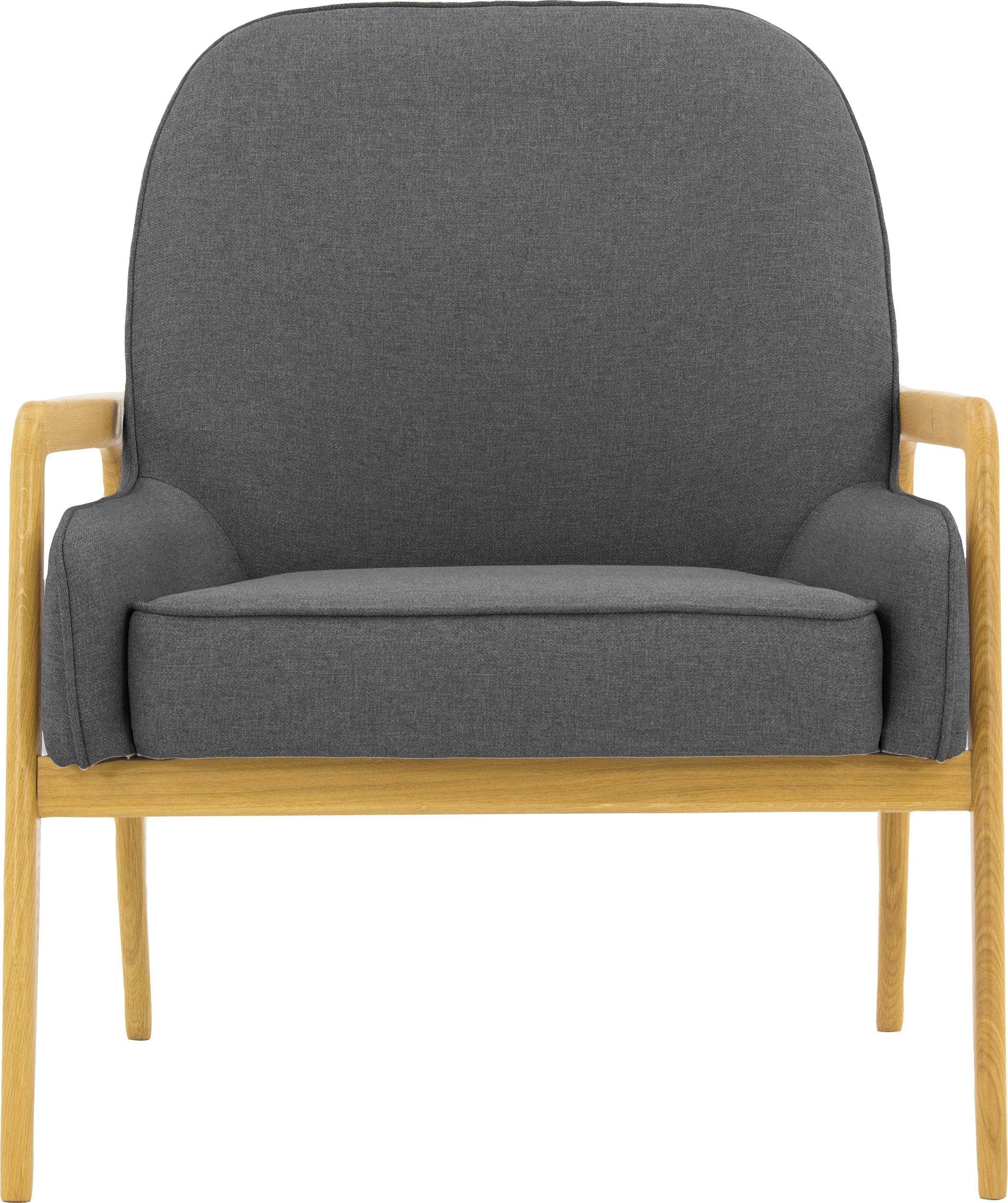 andas Fauteuil Braga naar keuze met frame van eiken in donker of beukenhout in licht