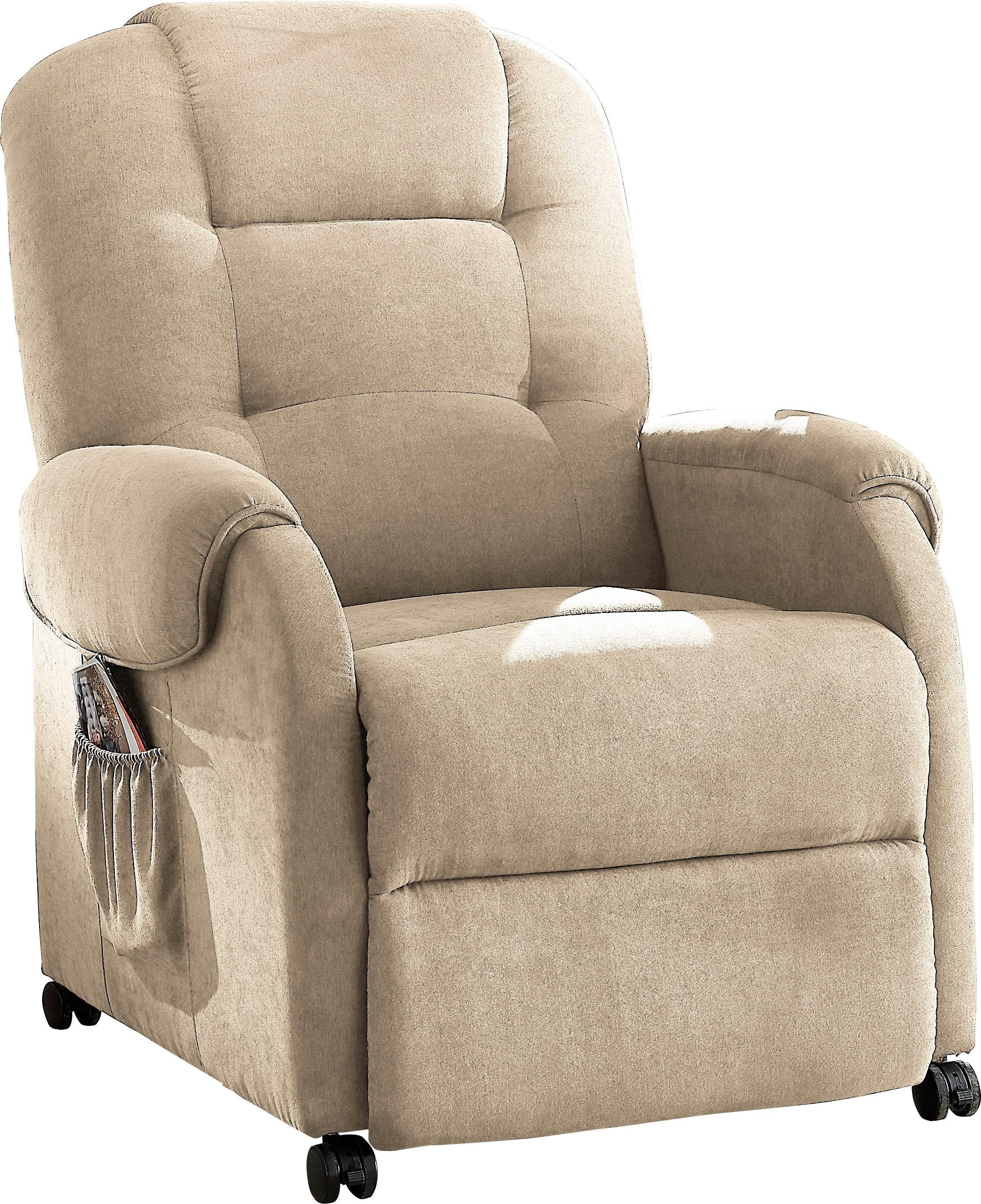 ATLANTIC home collection Relaxfauteuil Tobi met relaxfunctie, veerkern & opbergzak