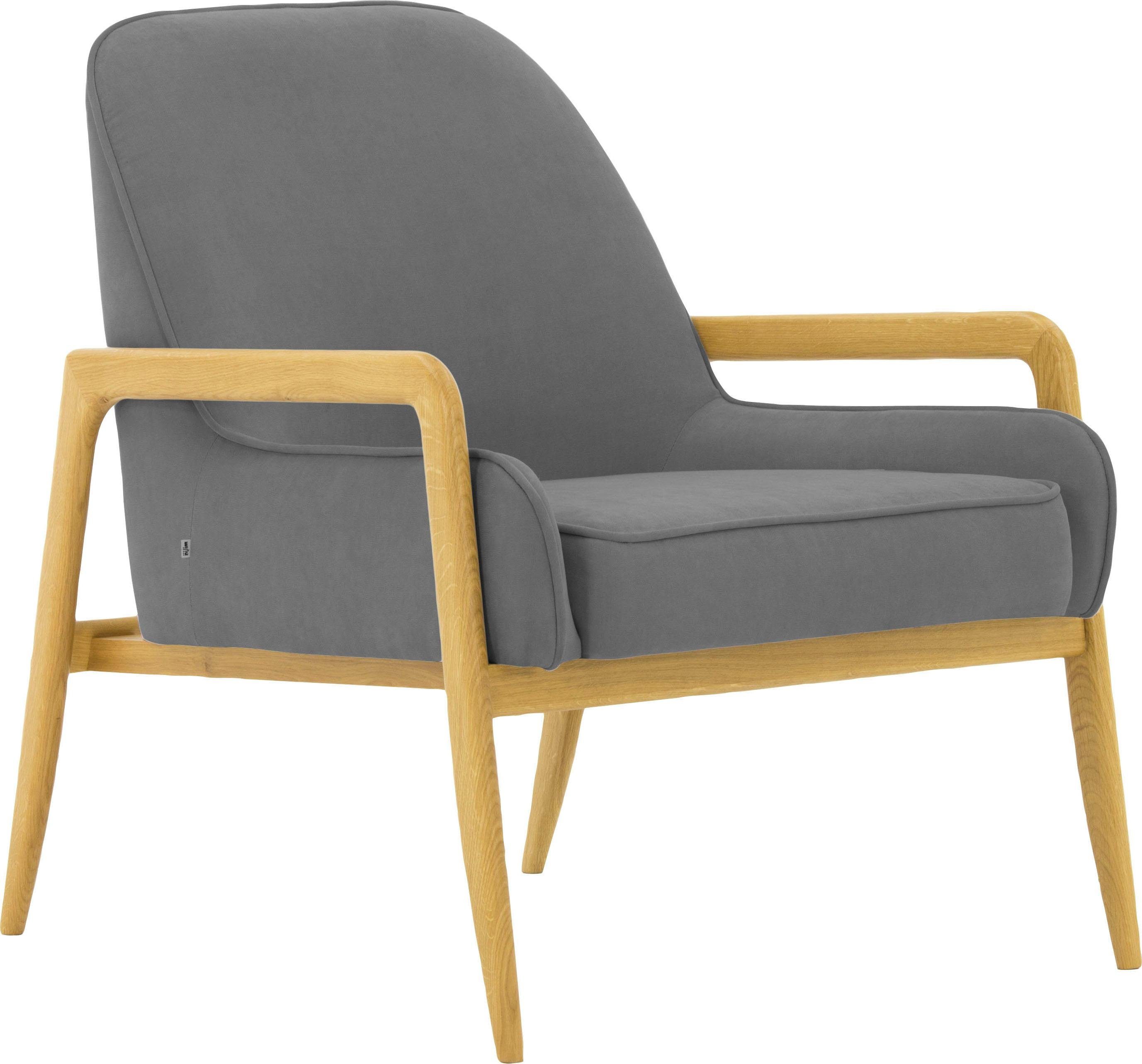 andas Fauteuil Braga naar keuze met frame van eiken in donker of beukenhout in licht