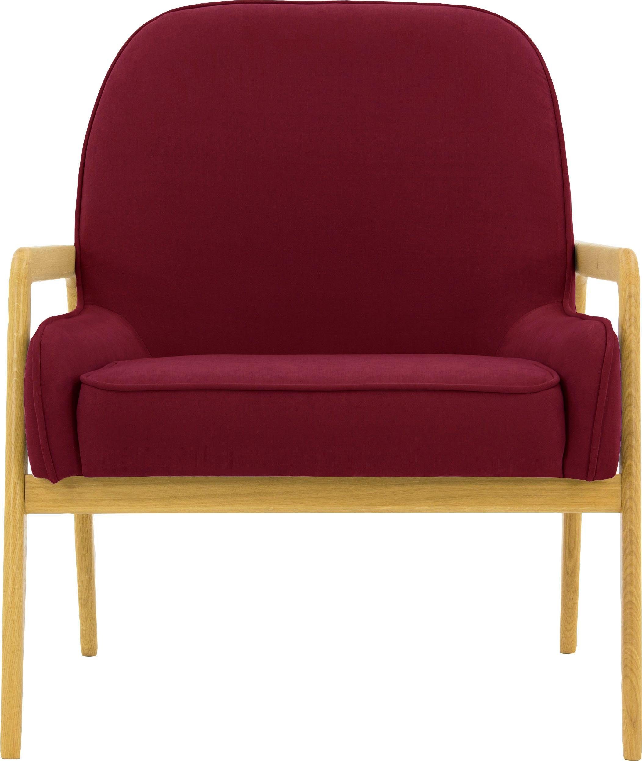 andas Fauteuil Braga naar keuze met frame van eiken in donker of beukenhout in licht