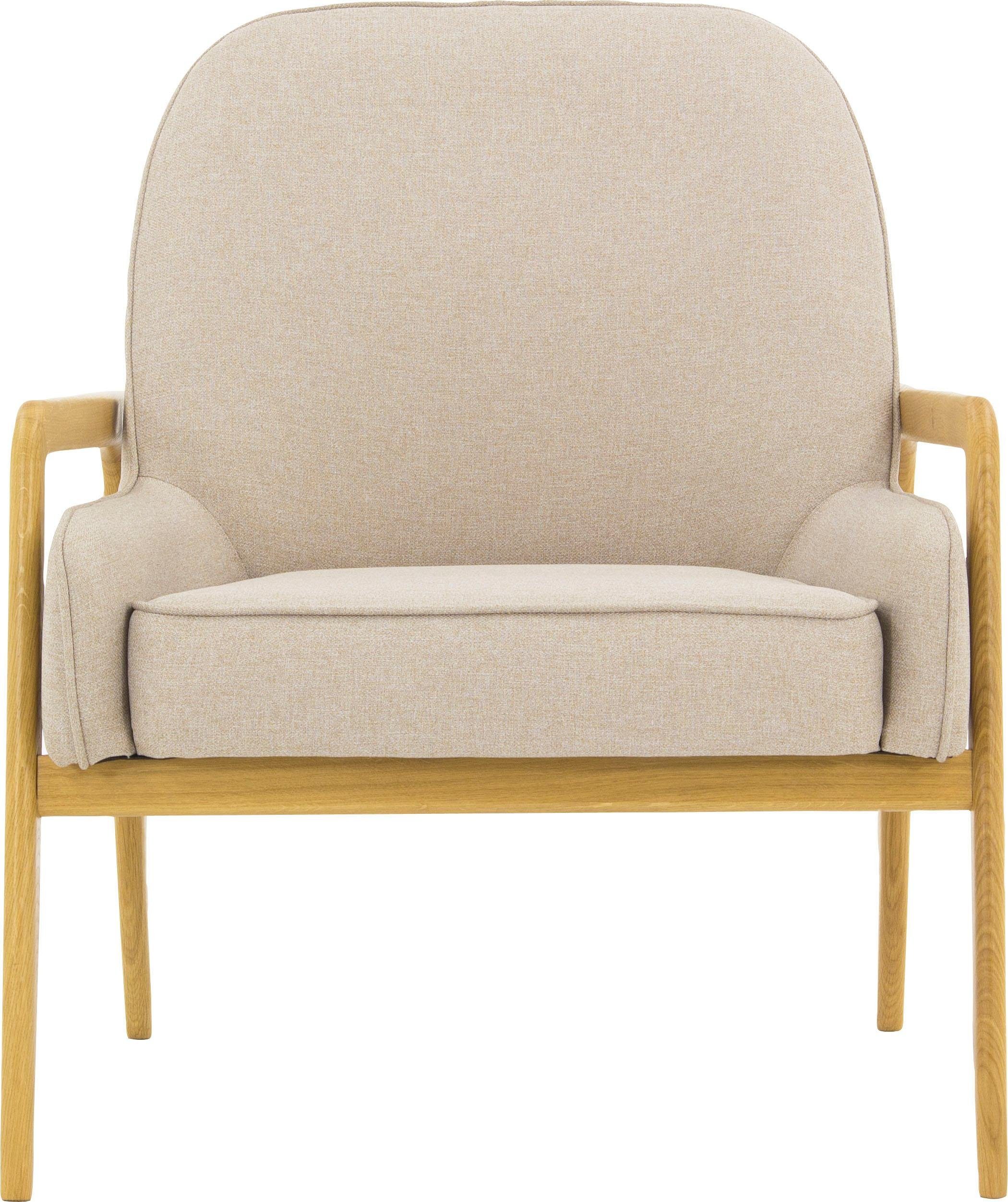 andas Fauteuil Braga naar keuze met frame van eiken in donker of beukenhout in licht