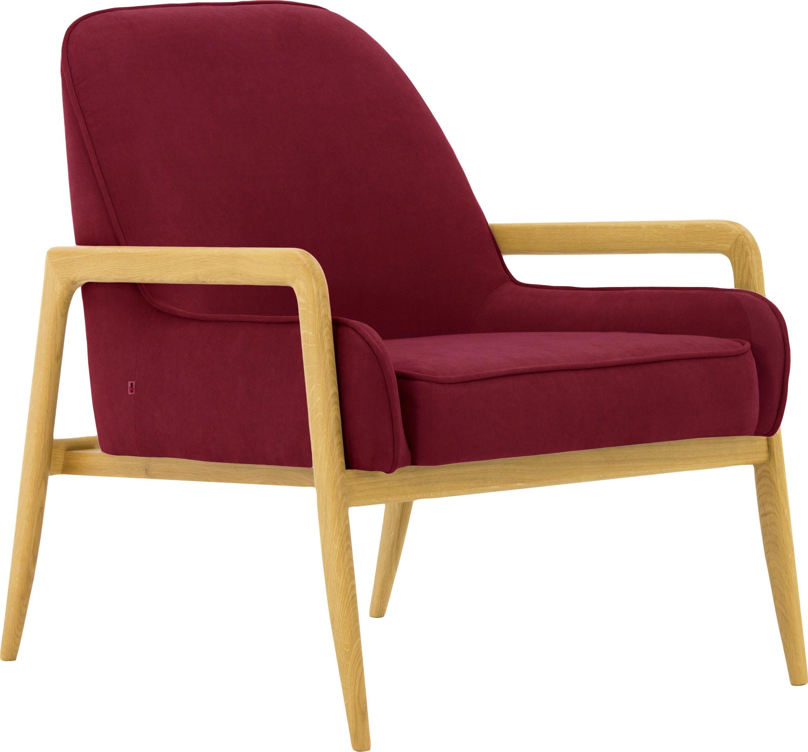 andas Fauteuil Braga naar keuze met frame van eiken in donker of beukenhout in licht