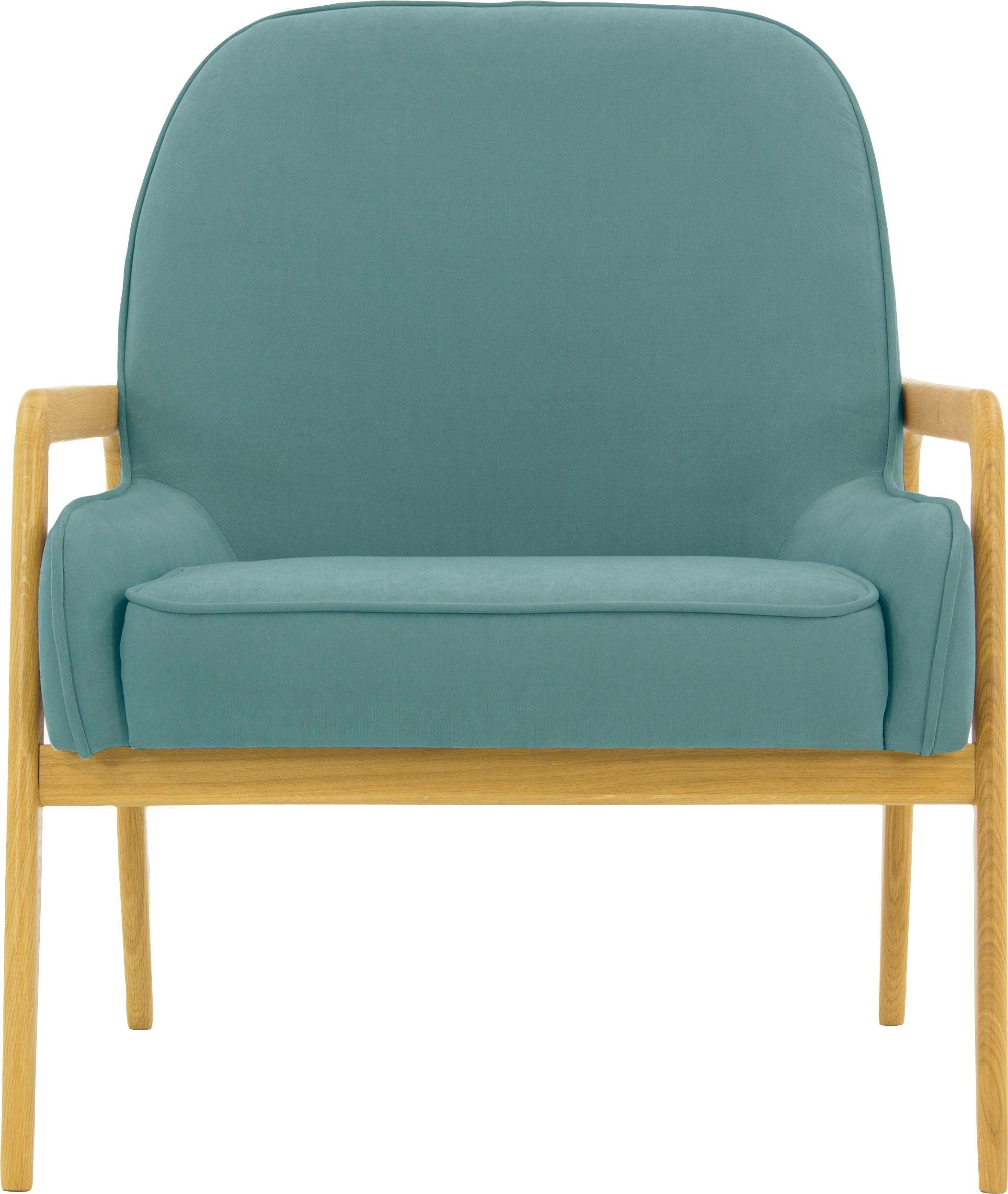 andas Fauteuil Braga naar keuze met frame van eiken in donker of beukenhout in licht