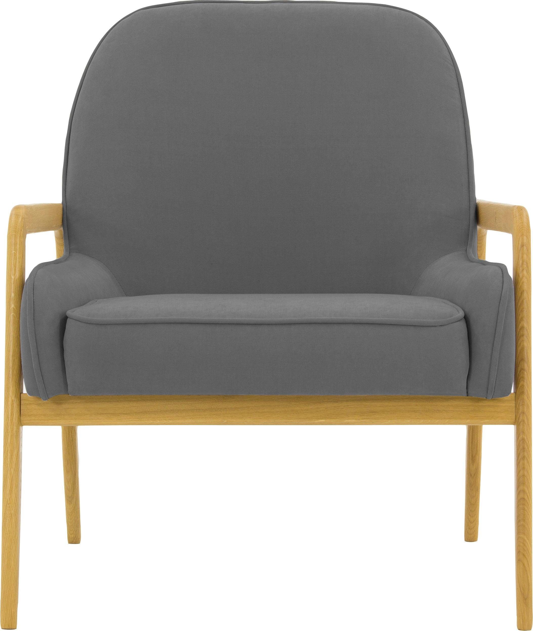 andas Fauteuil Braga naar keuze met frame van eiken in donker of beukenhout in licht