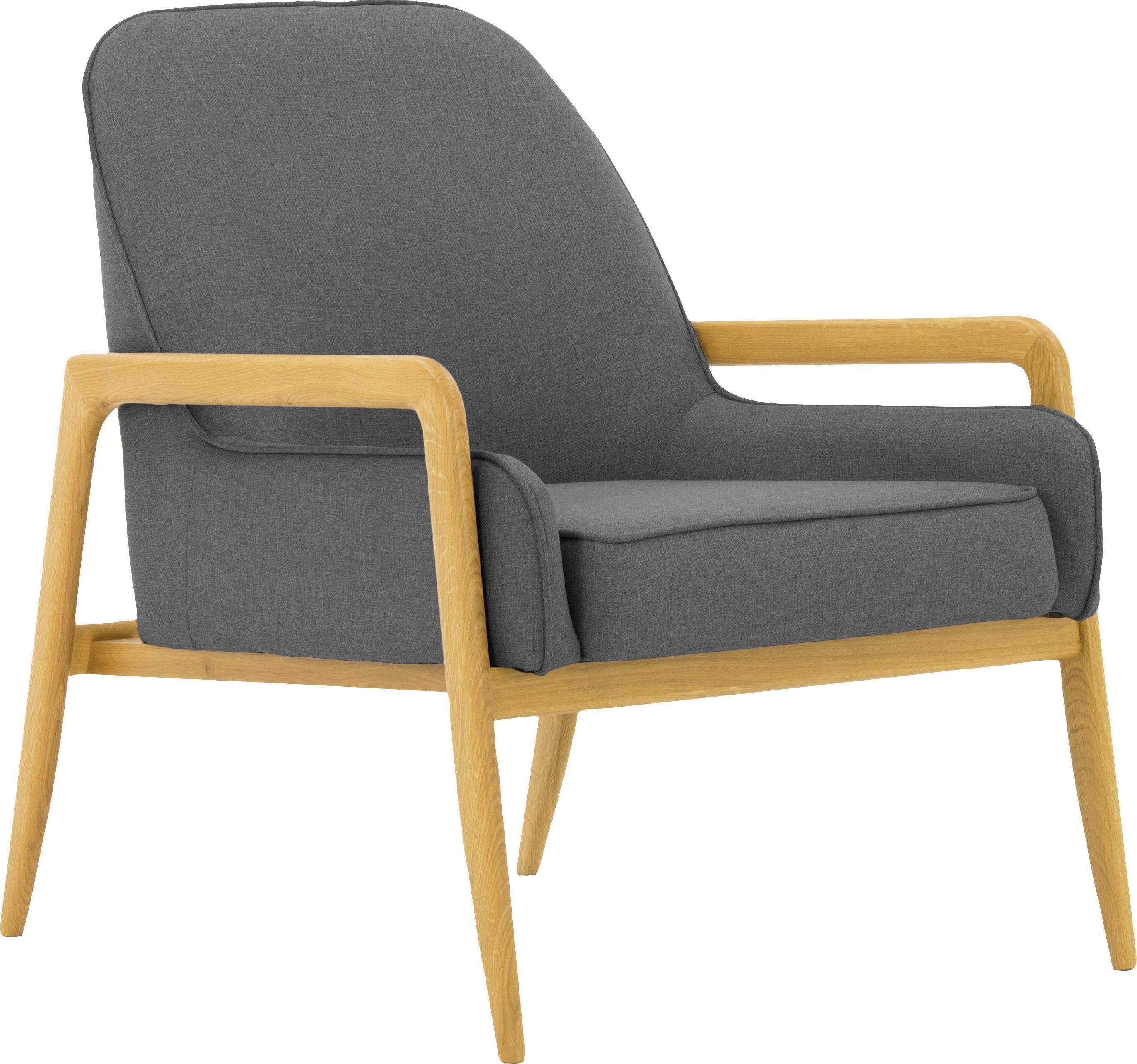 andas Fauteuil Braga naar keuze met frame van eiken in donker of beukenhout in licht