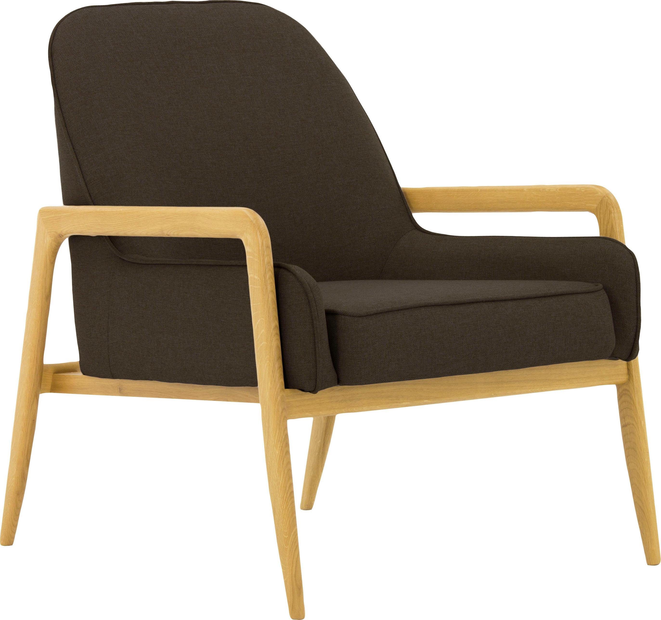 andas Fauteuil Braga naar keuze met frame van eiken in donker of beukenhout in licht