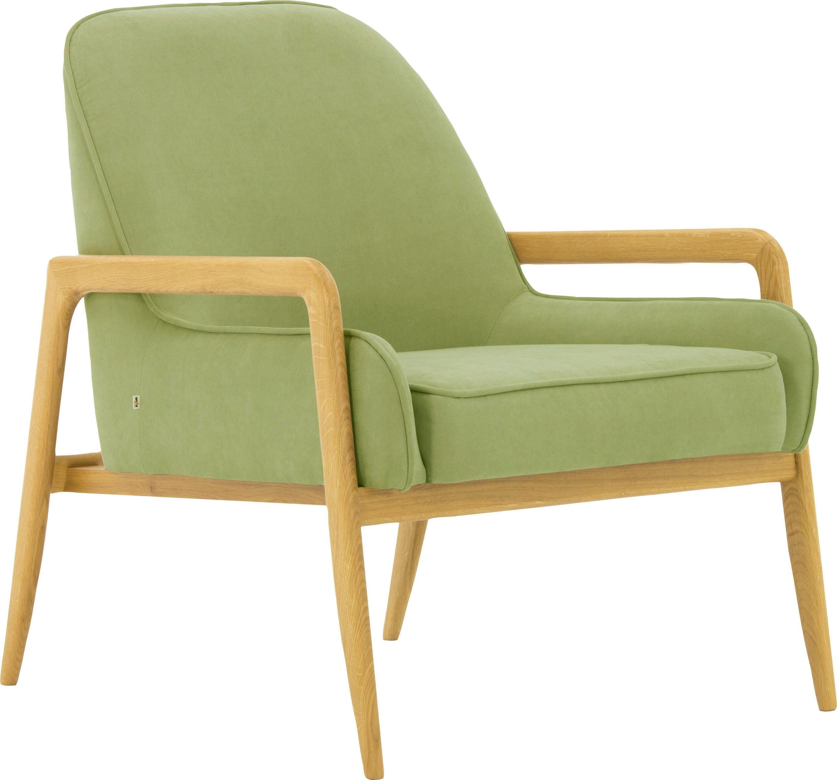 andas Fauteuil Braga naar keuze met frame van eiken in donker of beukenhout in licht