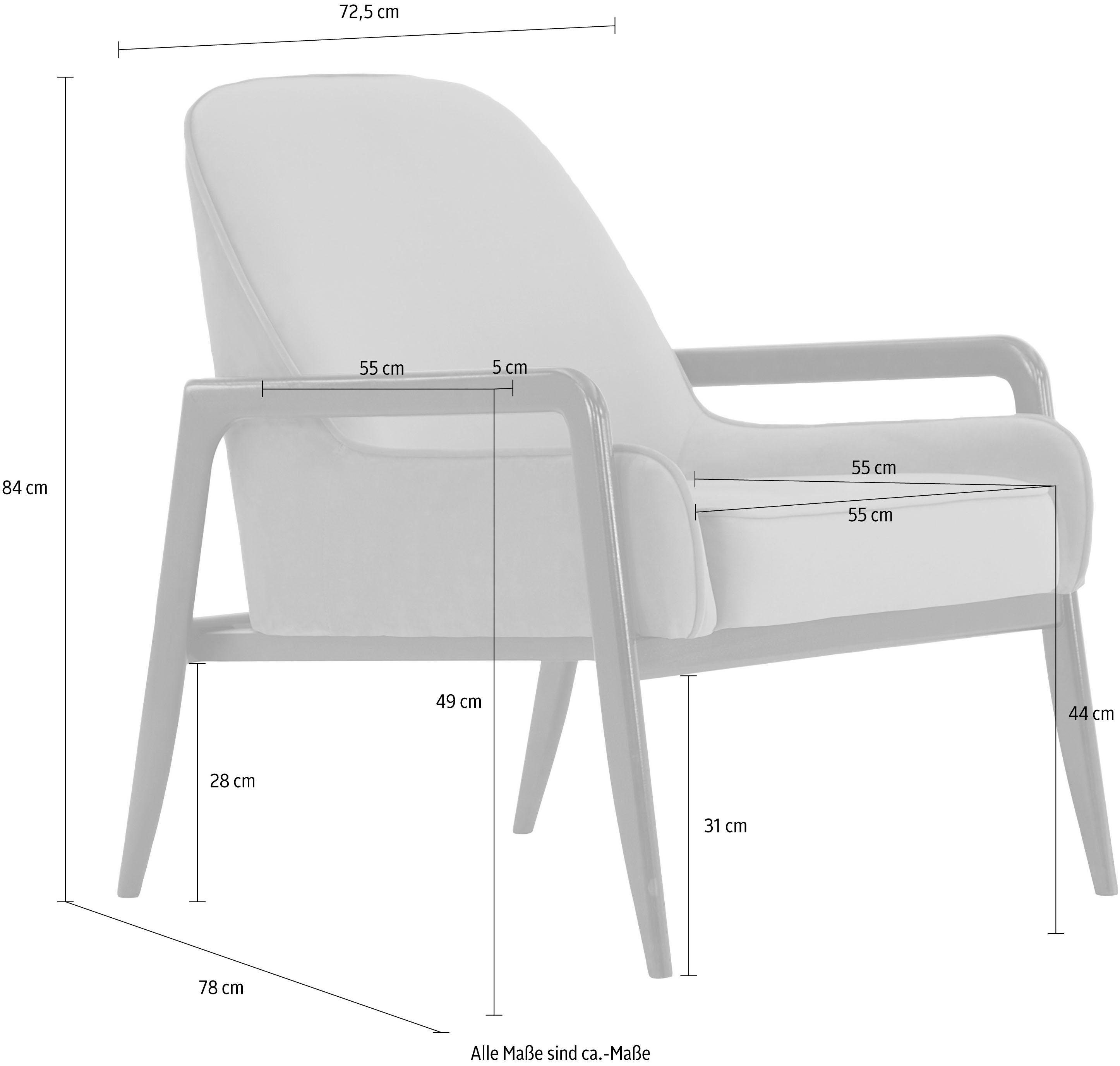andas Fauteuil Braga naar keuze met frame van eiken in donker of beukenhout in licht