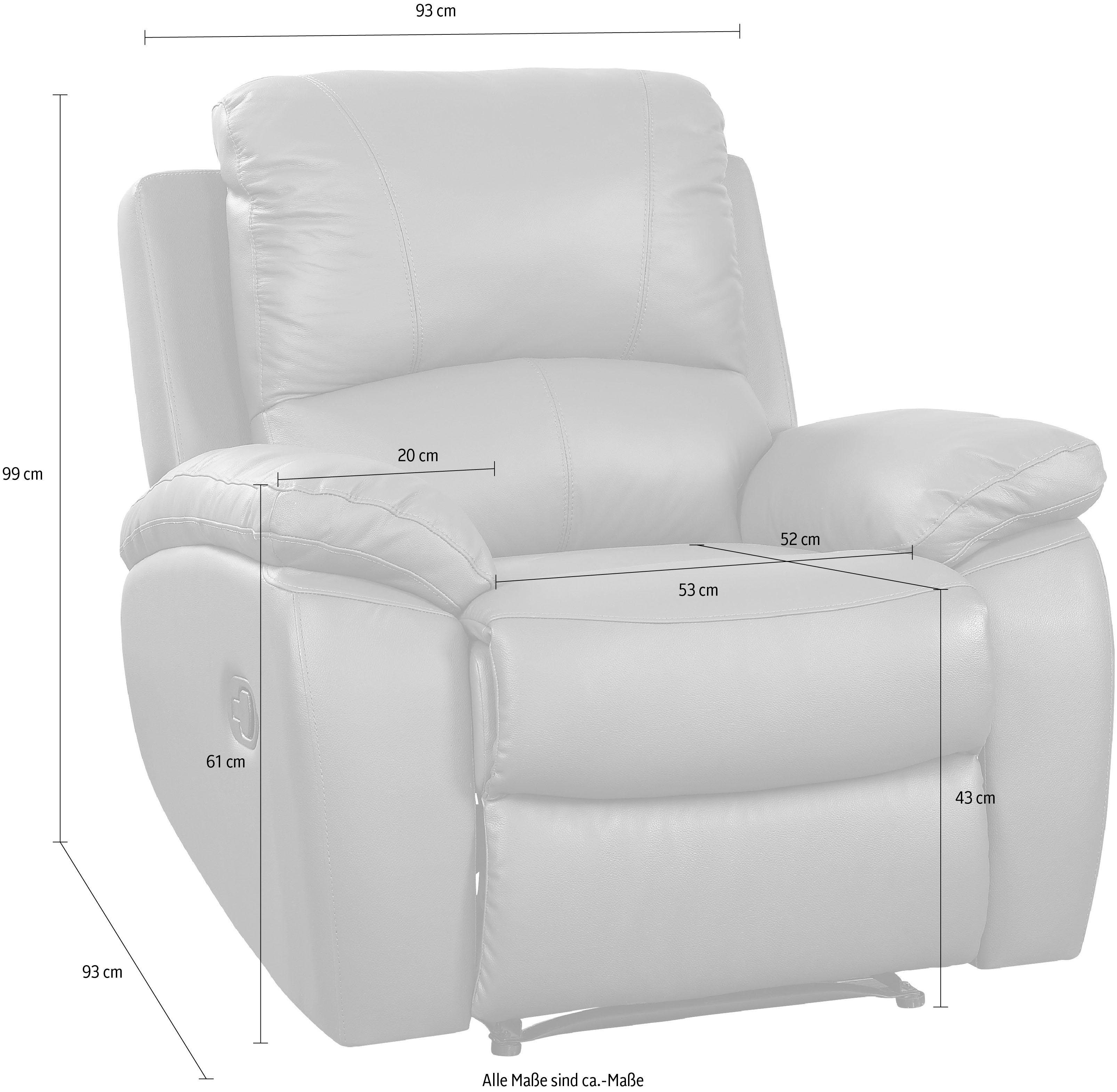 ATLANTIC home collection Fauteuil Lion met relaxfunctie en binnenvering, met leren bekleding