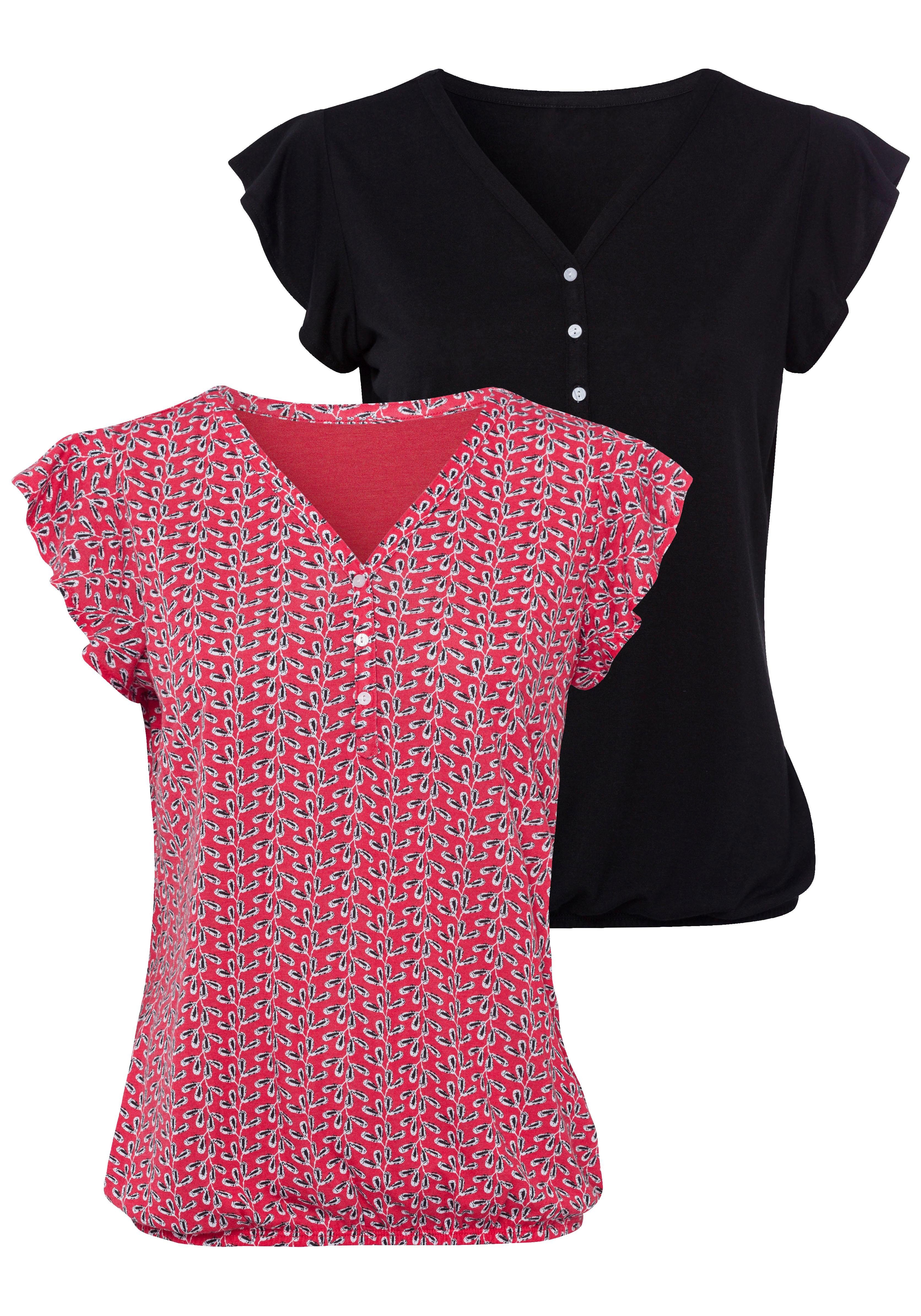 Lascana Shirttop met kapmouwtjes (2-delig, Set van 2)