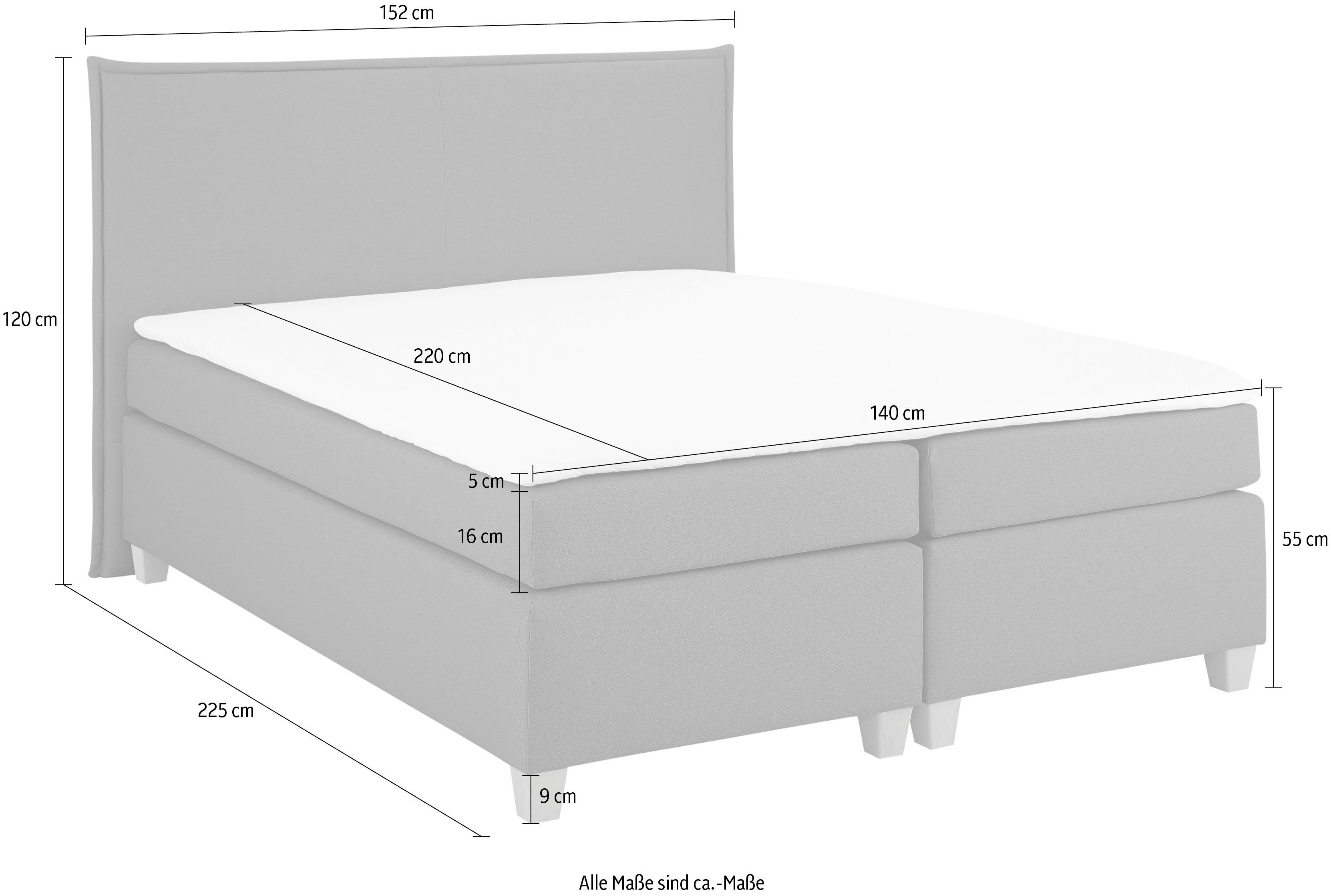 Home affaire Boxspring Houssay incl. topmatras, 5 breedtes, 2 hardheden ook in extra lang 220 cm
