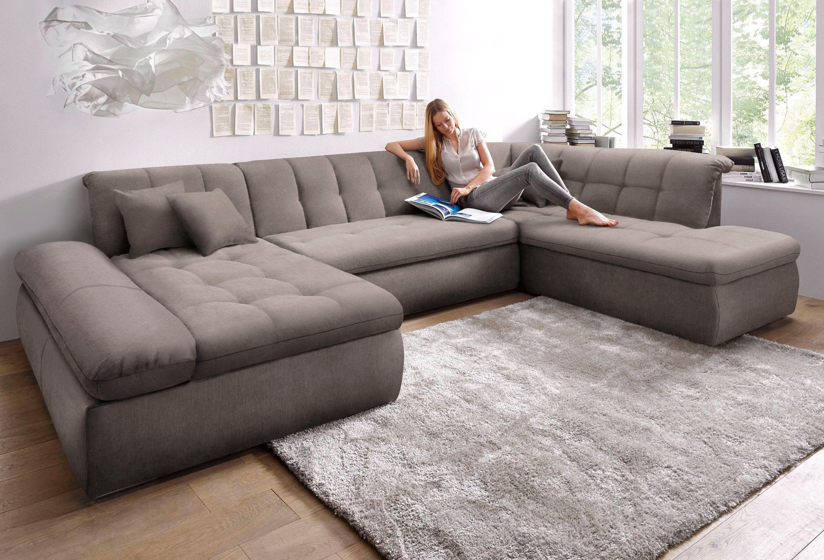 DOMO collection Zithoek NMoric in XXL-formaat, B/D/H: 353/216/80 cm, incl. decoratiekussen U-vorm