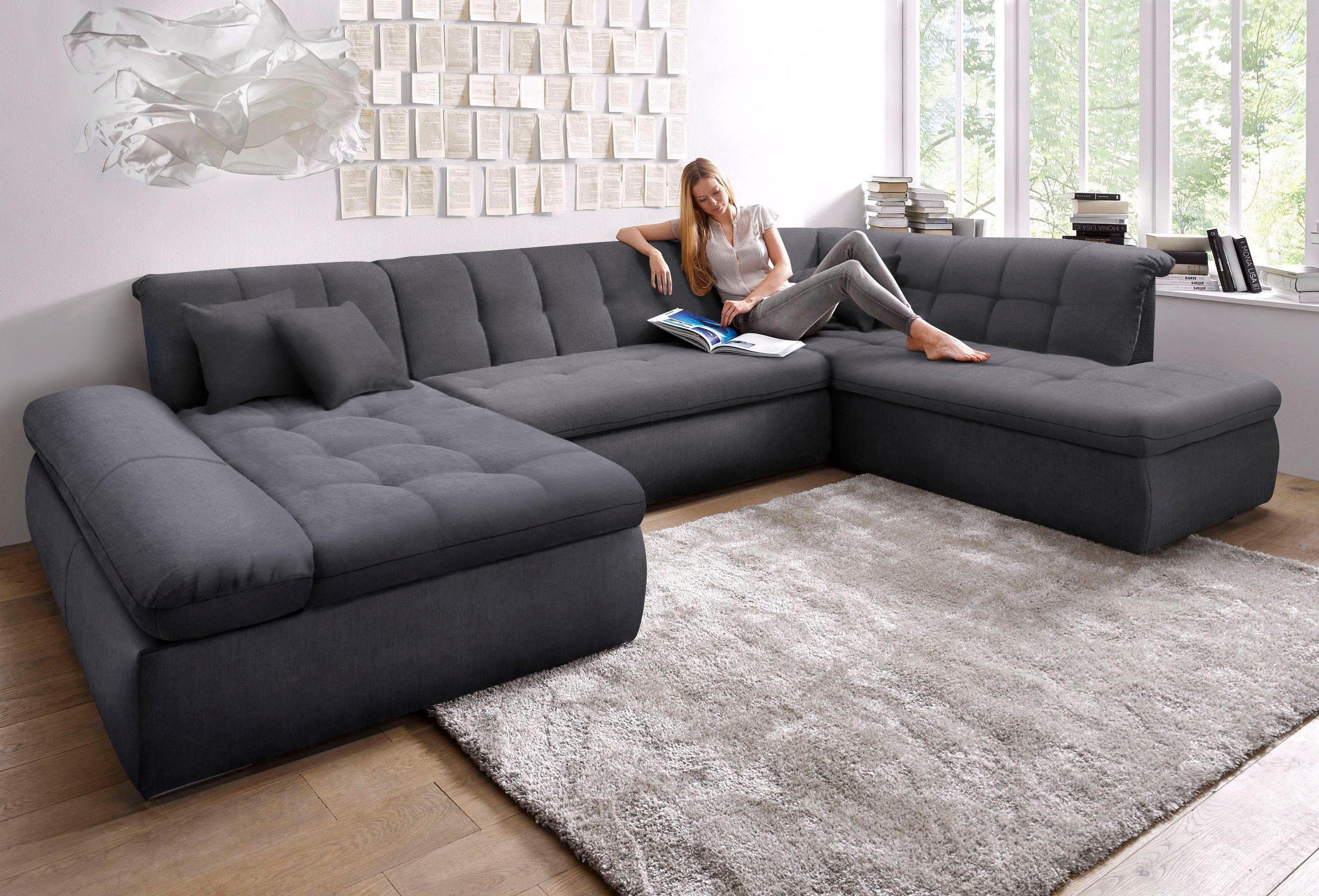 DOMO collection Zithoek NMoric in XXL-formaat, B/D/H: 353/216/80 cm, incl. decoratiekussen U-vorm